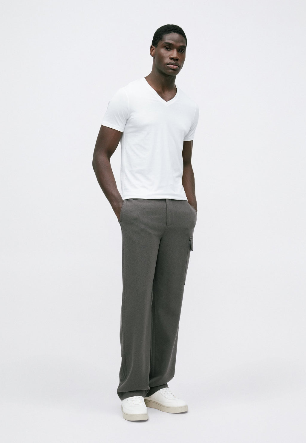 VLINE T-SHIRT SLIM FIT - Basic T-shirt - white