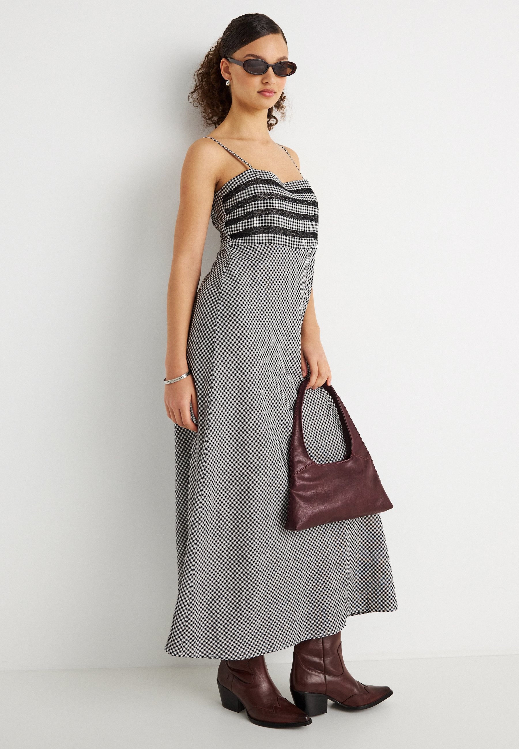 INSERT BODICE DRESS - Maxi dress - black