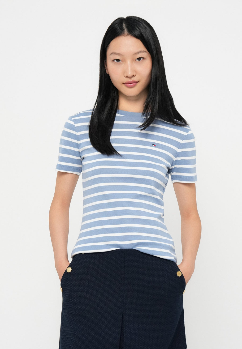 SLIM CODY - Print T-shirt - clear water/ecru