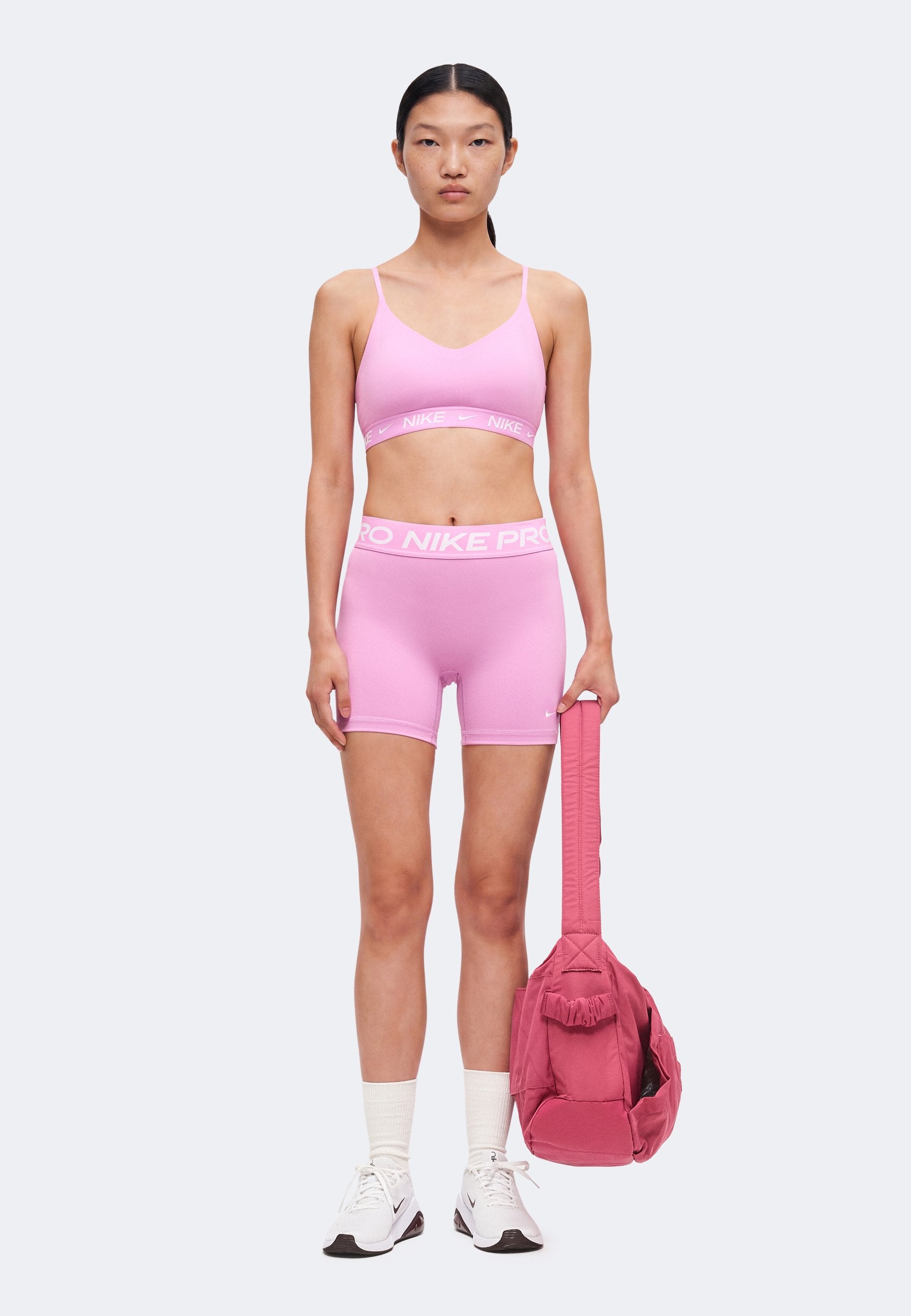 SHORT - Leggings - light magenta/white