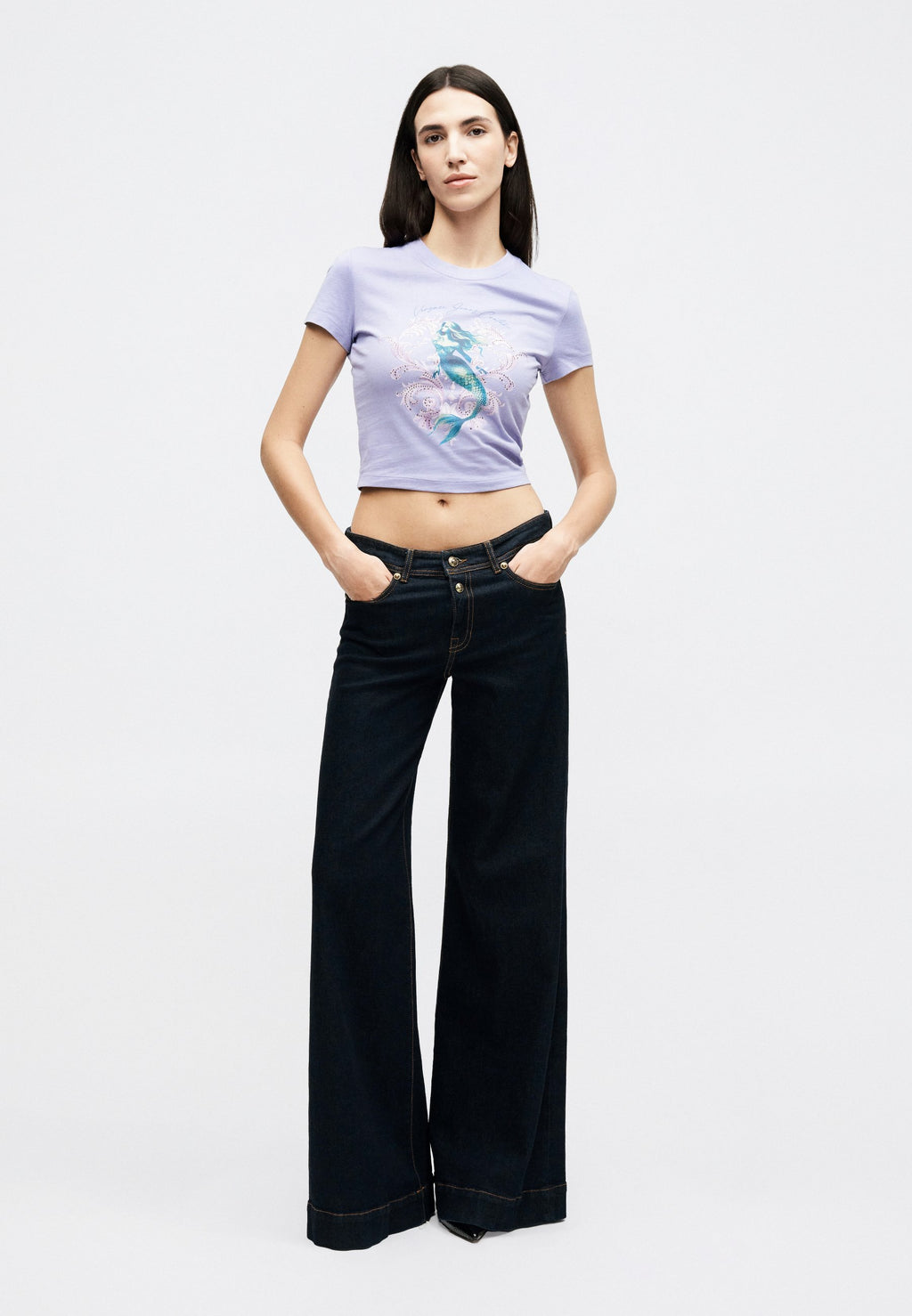 CROP MERMAID - Print T-shirt - lilac