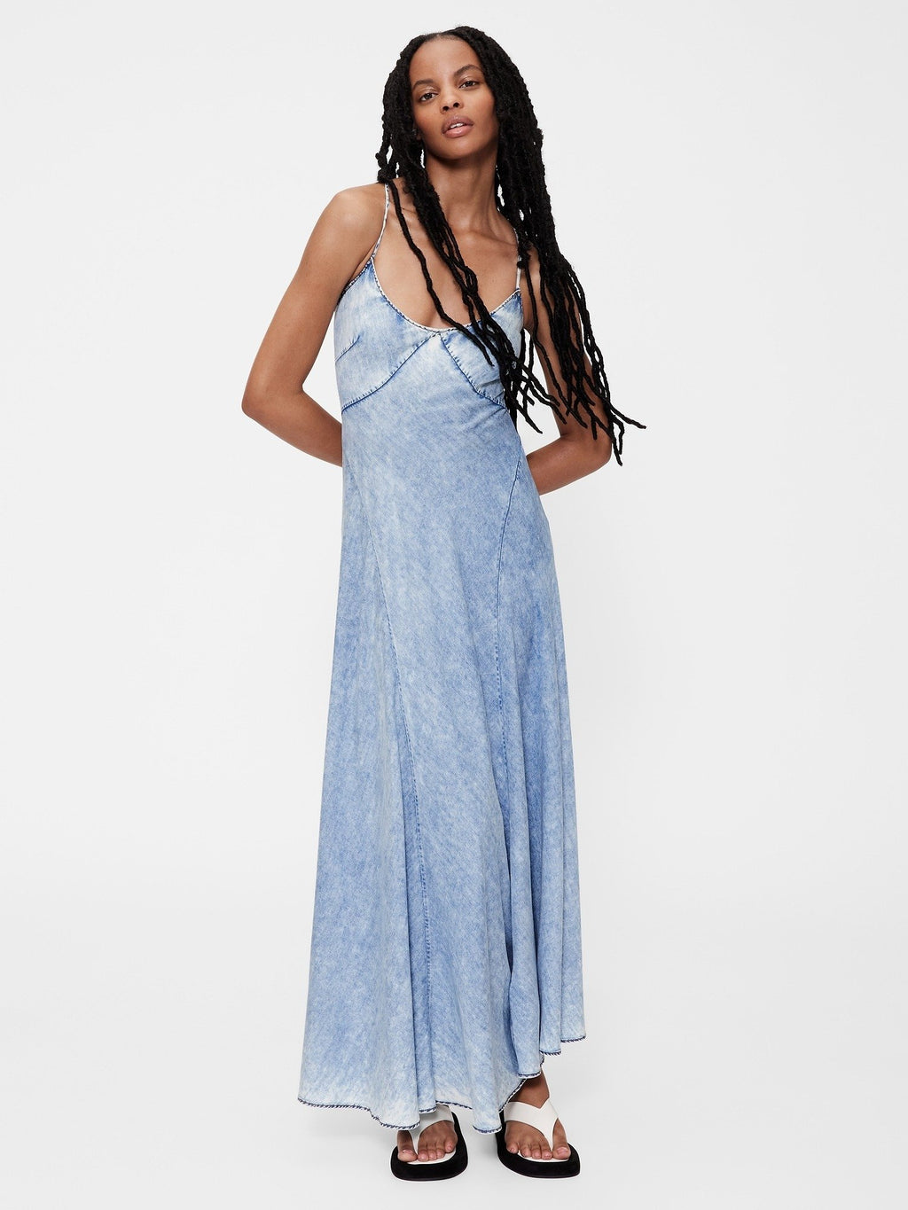 STUDIO LIQUID PERFECT SLIP DRESS - Maxi dress - medium indigo