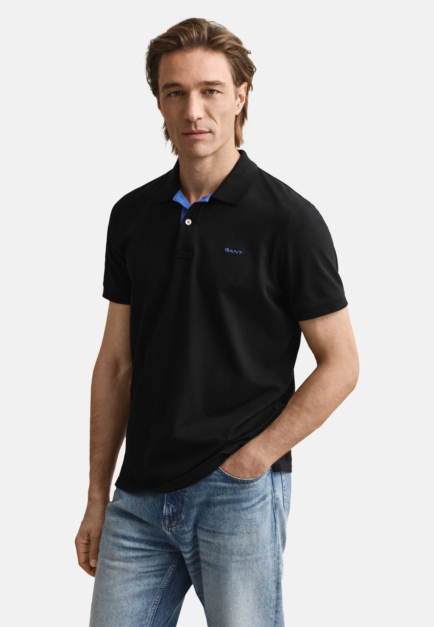 CONTRAST RUGGER - Polo shirt - black