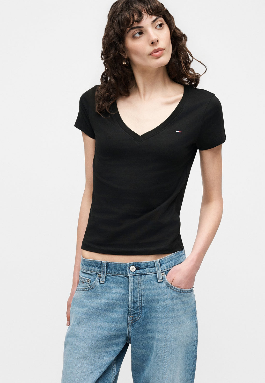 V NECK TEE 3 PACK - Basic T-shirt - black/ecru/pink daisy