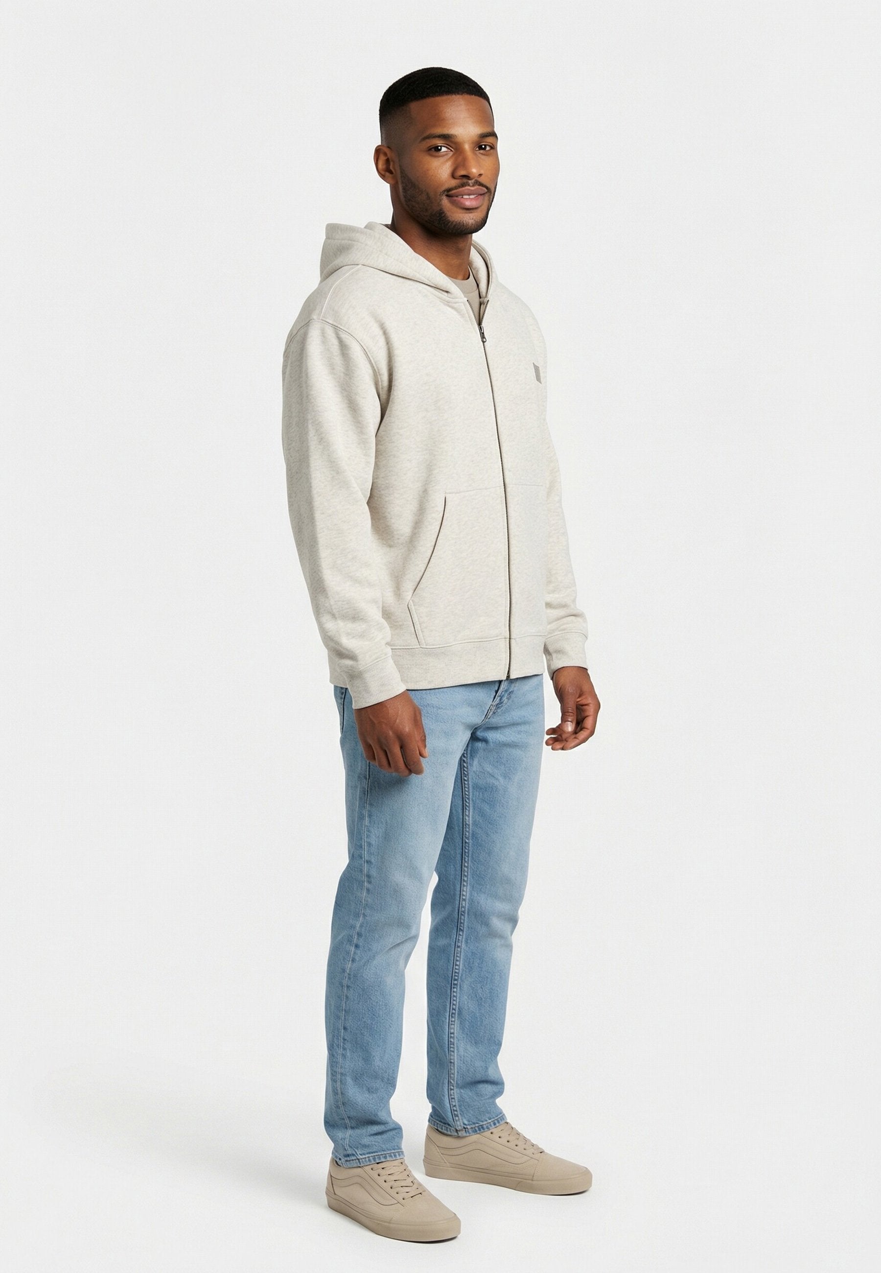LX FULL ZIP HOODIE - Zip-up sweatshirt - ash heather