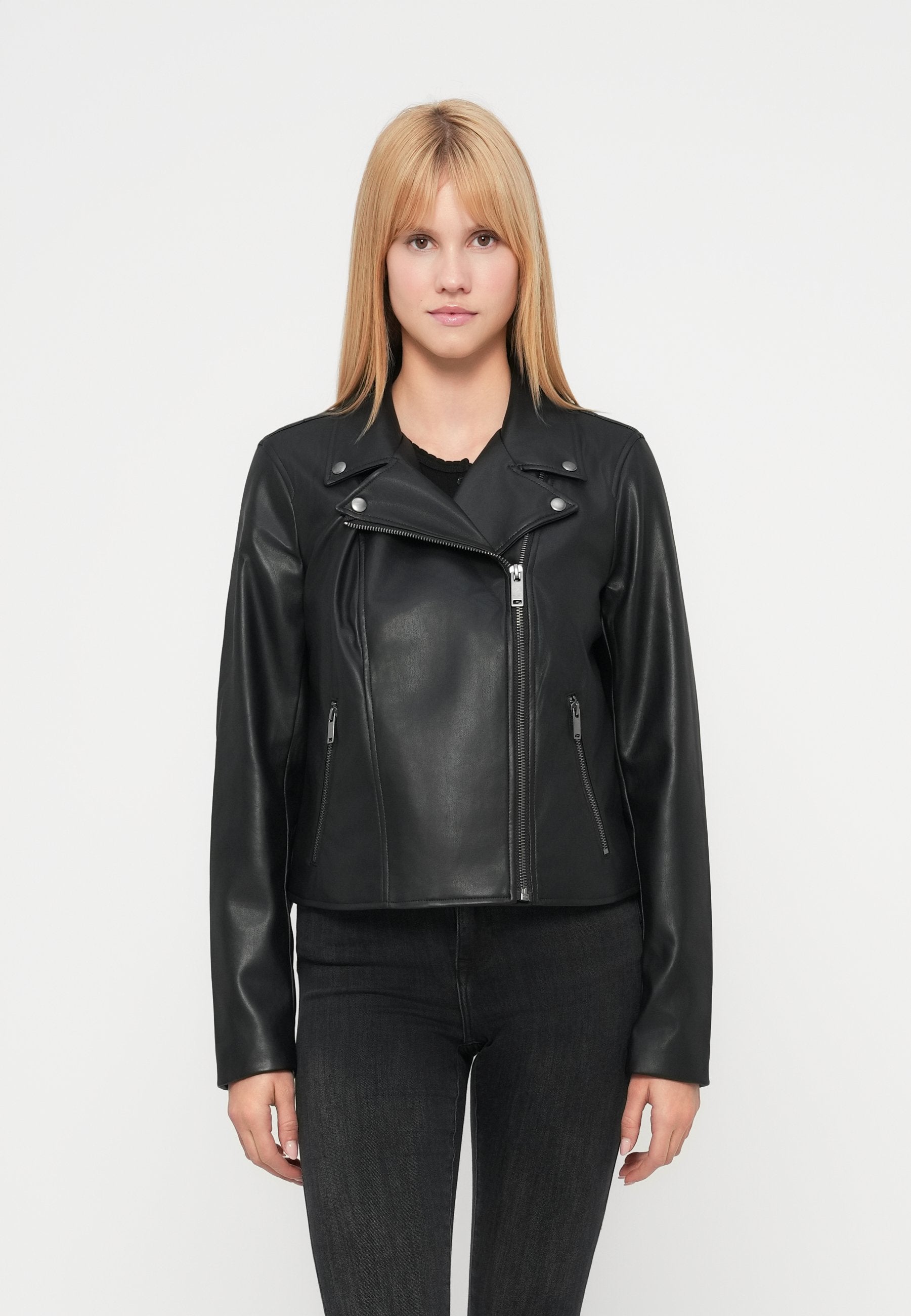 MOTO  - Leather jacket - black