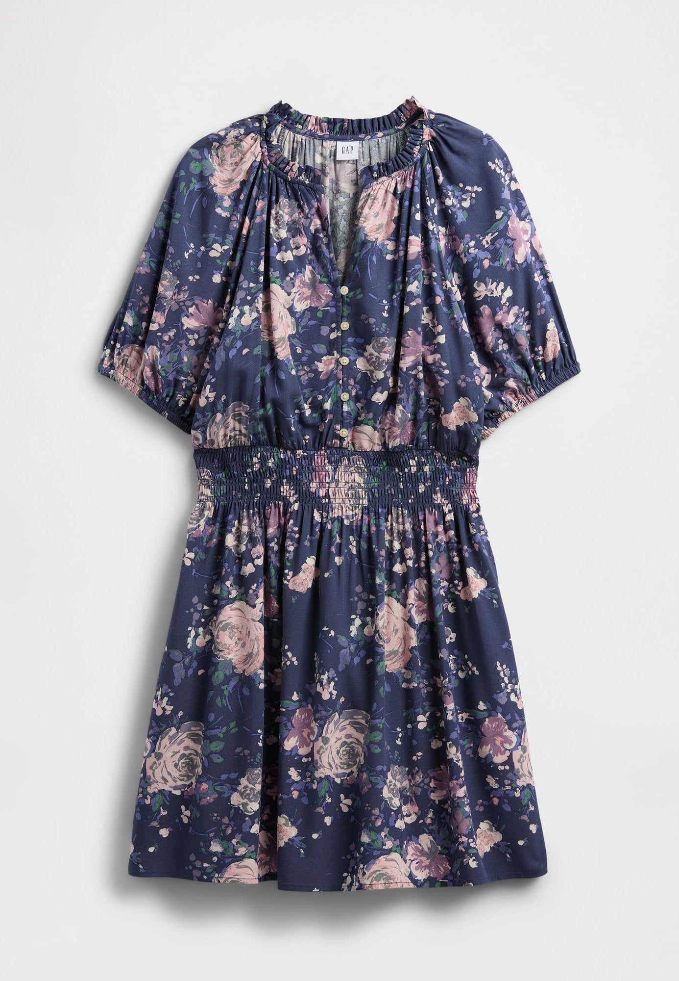 PUFF SMOCKED MINI - Day dress - blue
