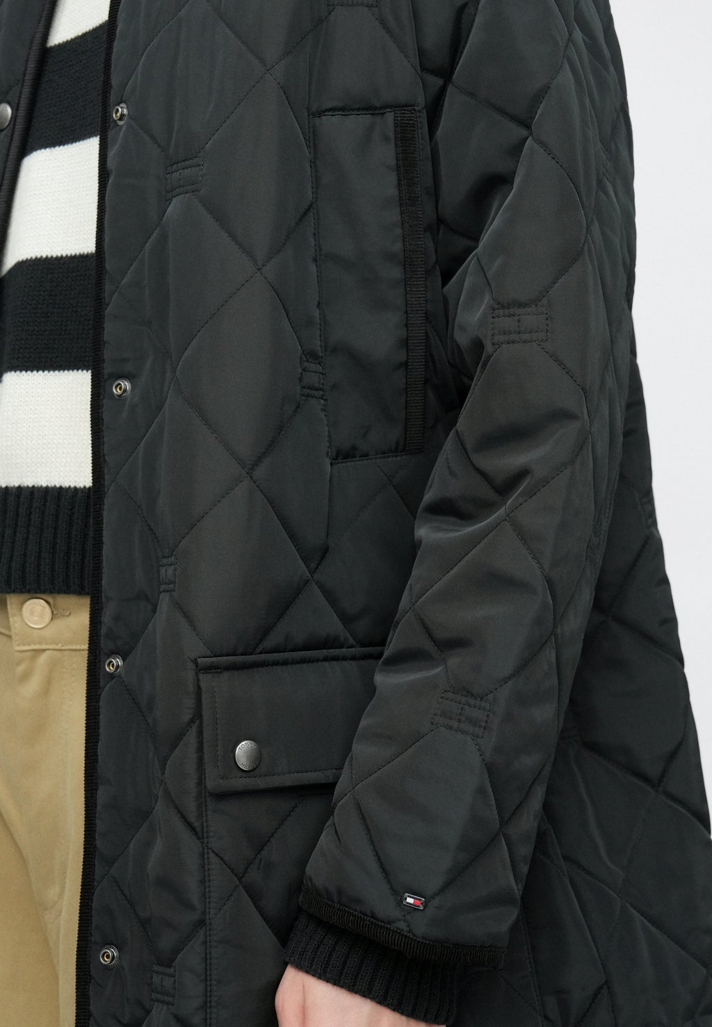 FLAG QUILTED PADDED OVERSIZED LONGLINE COAT - Winter coat - black