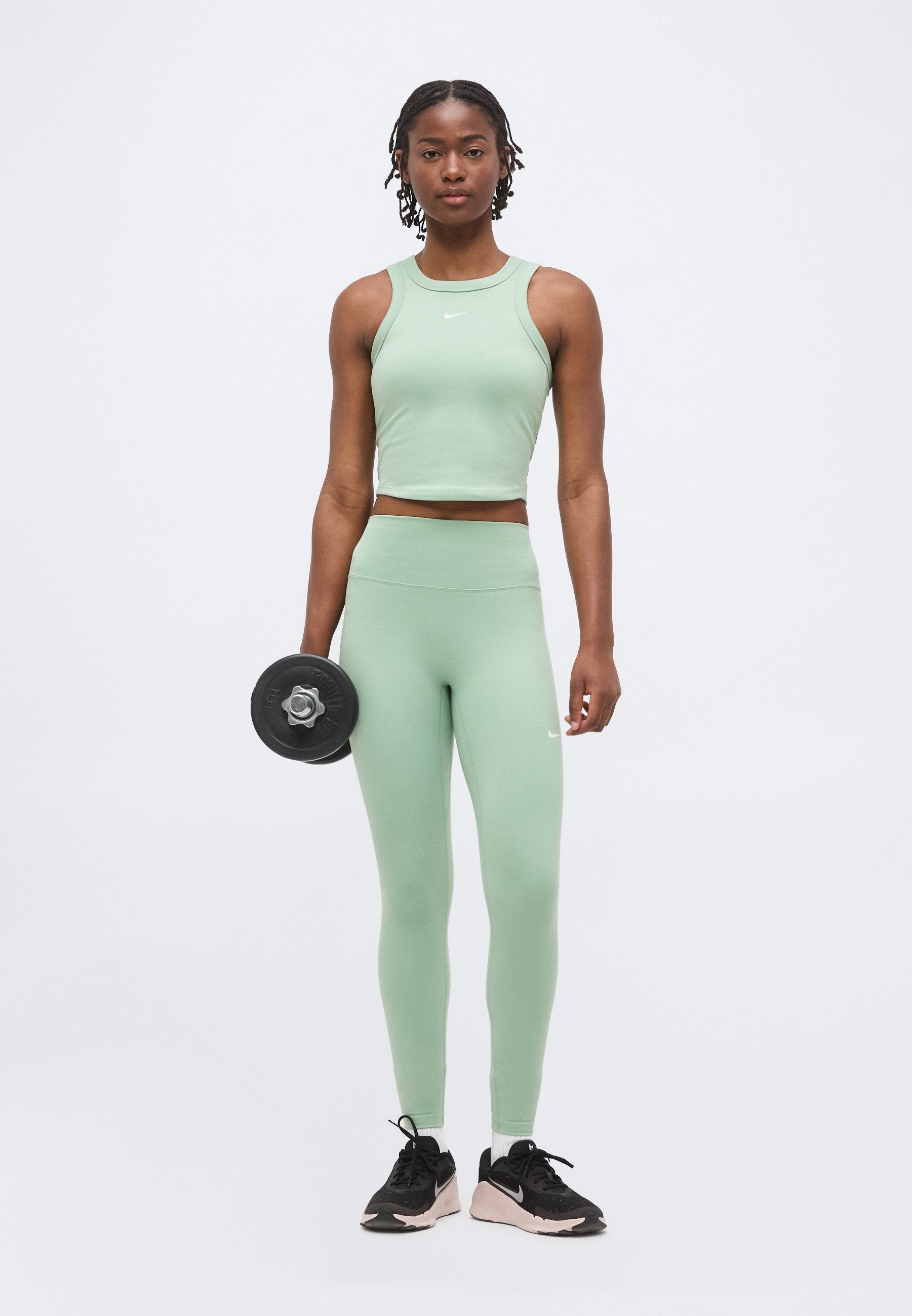 ONE FITTED CROP TANK - Top - steam/white