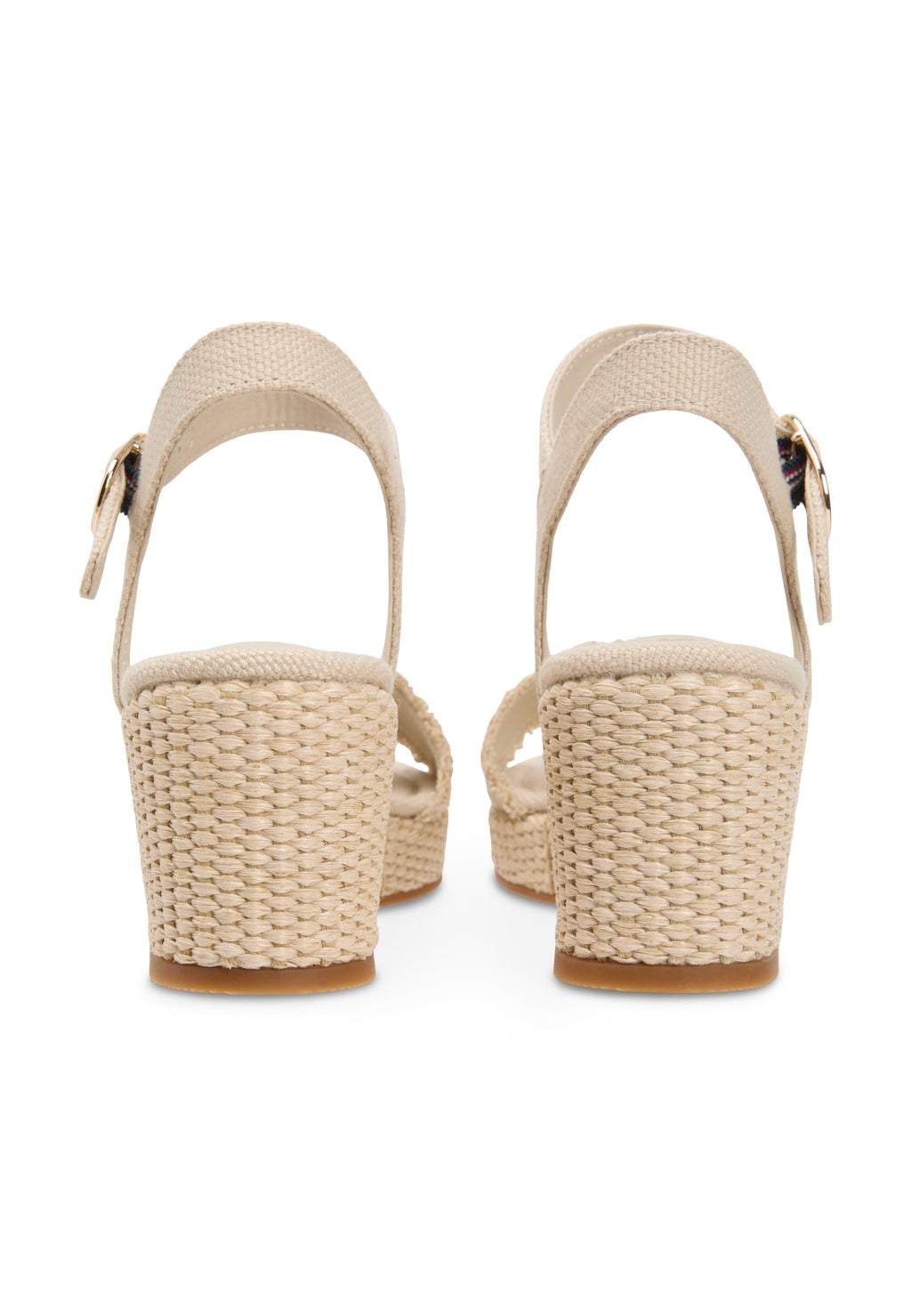 TH MONOGRAM WOVEN WEDGE ESPADRILLES - Platform sandals - classic beige
