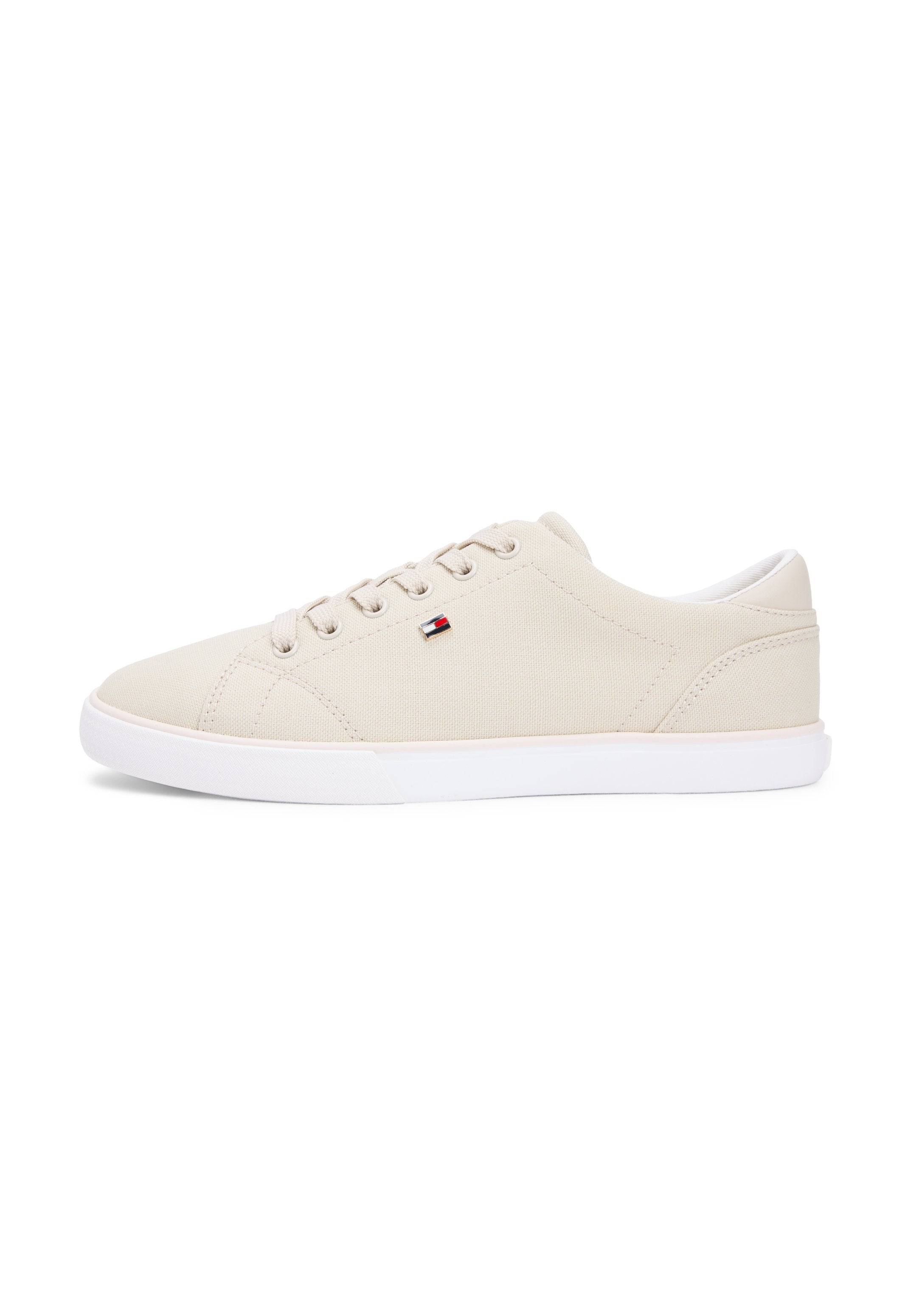 LOW PROFILE CANVAS LACE-UP TRAINERS - Trainers - classic beige