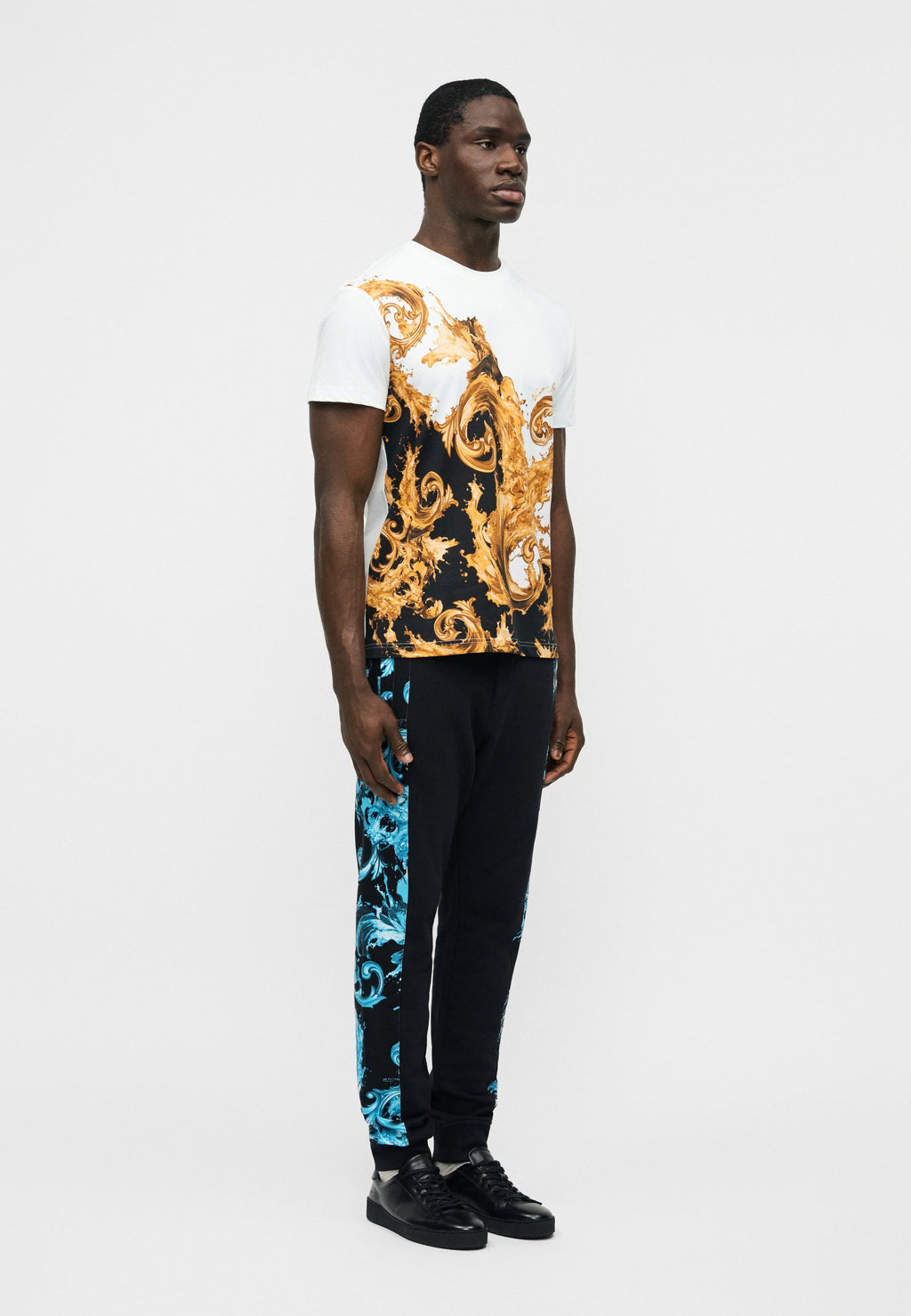 BAROCCO  - Print T-shirt - whit/black/gold-coloured