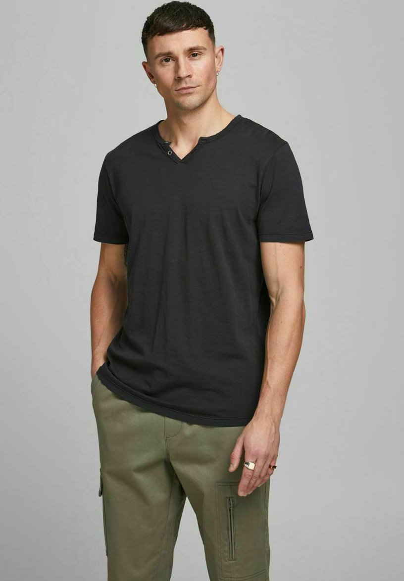 ESPLIT NECK   - Basic T-shirt - black