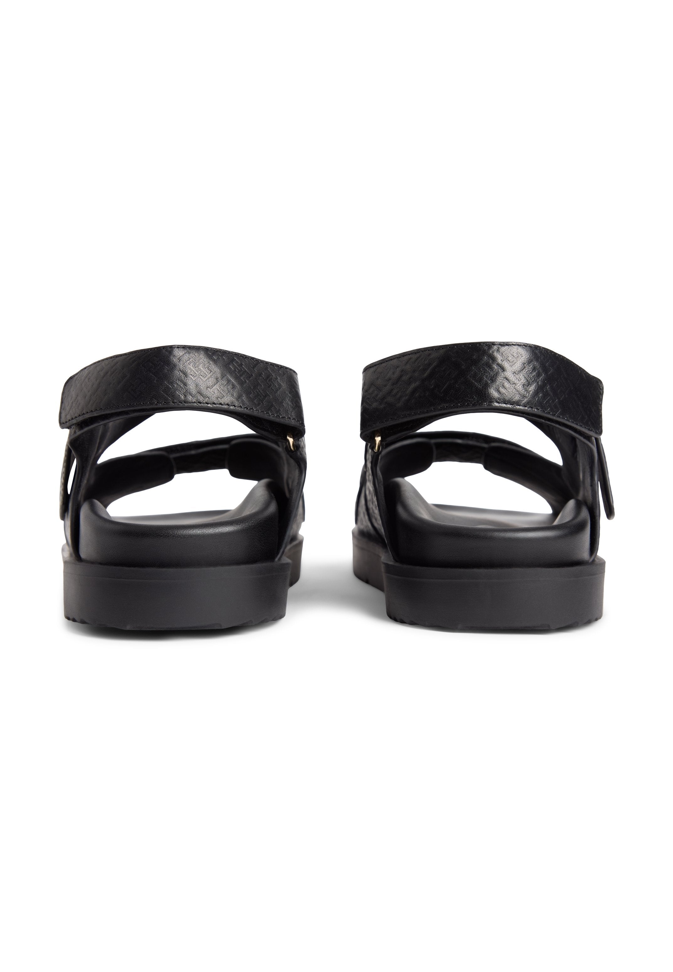 LEATHER DOUBLE STRAP BUCKLE SANDALS - Sandals - black