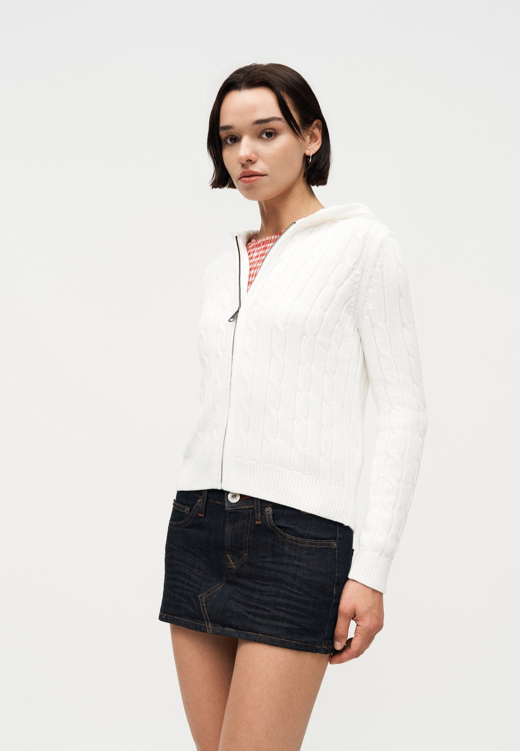 CABLE FULL ZIP HOODIE - Cardigan - new off white