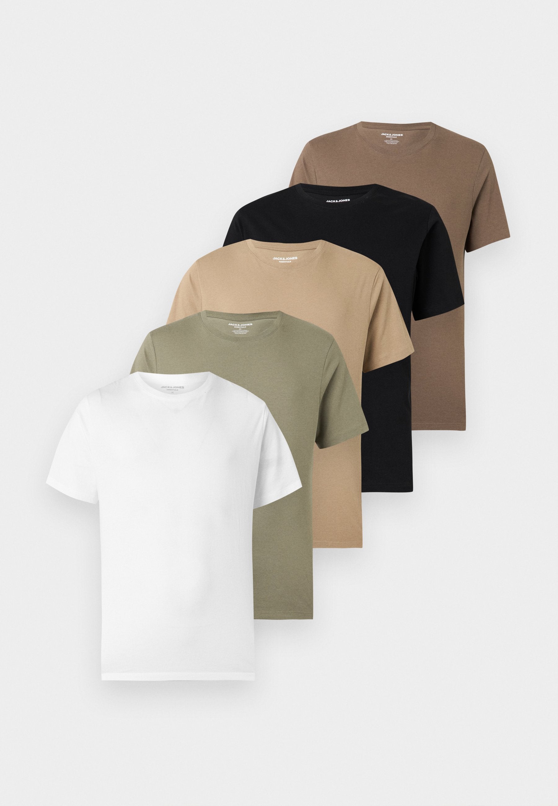 JJEORGANIC BASIC TEE O NECK 5 PACK - Basic T-shirt - black/white/crockery/vetiver