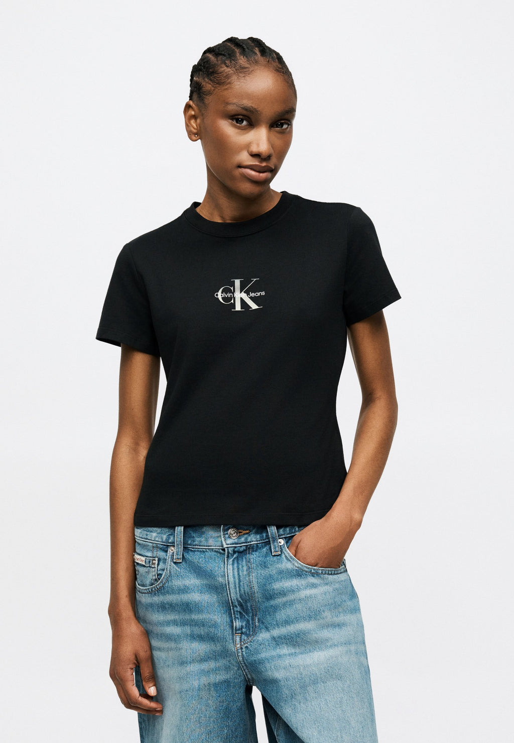 GRADIENT MONOLOGO SLIM TEE - Basic T-shirt - black