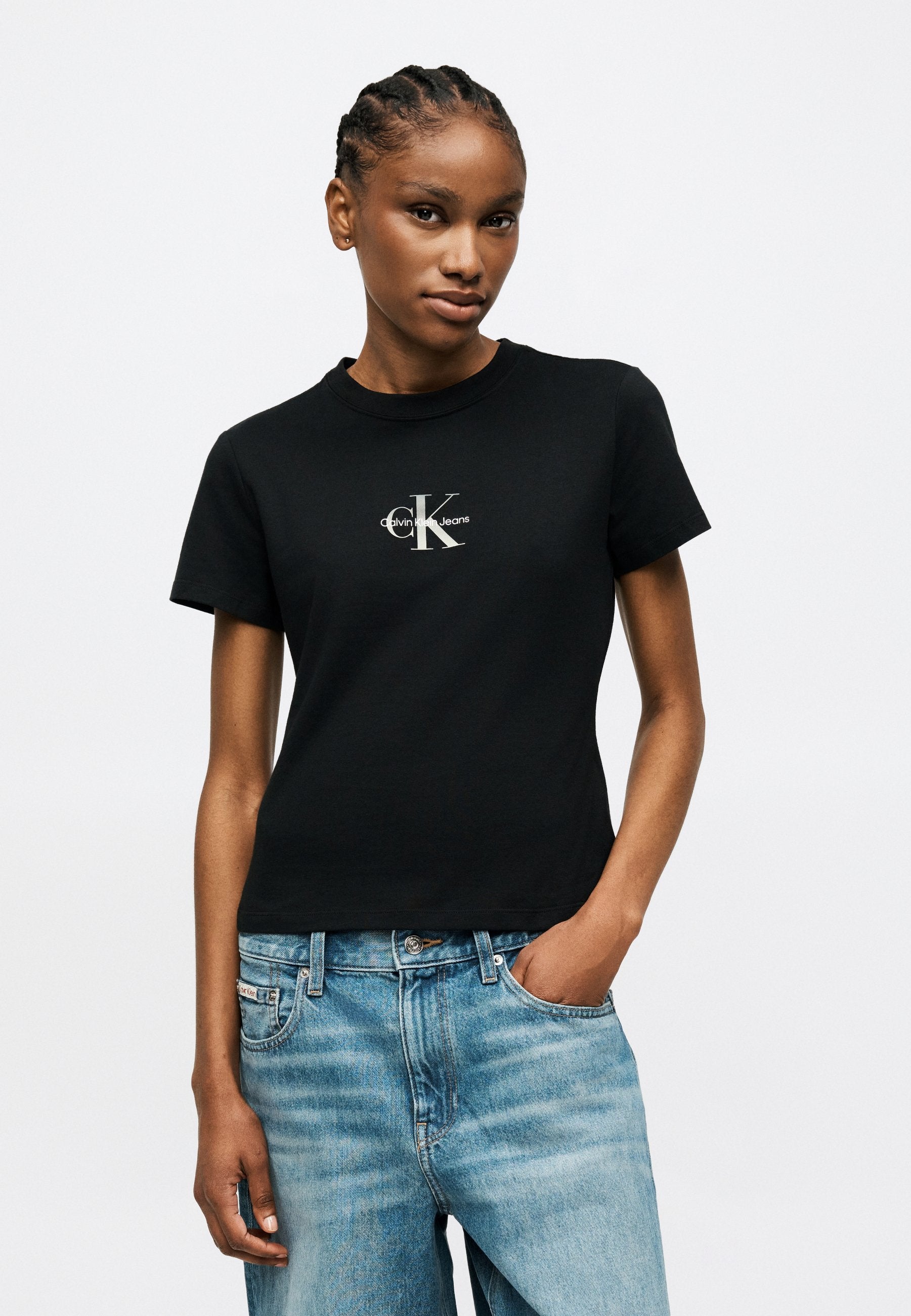 GRADIENT MONOLOGO SLIM TEE - Basic T-shirt - black