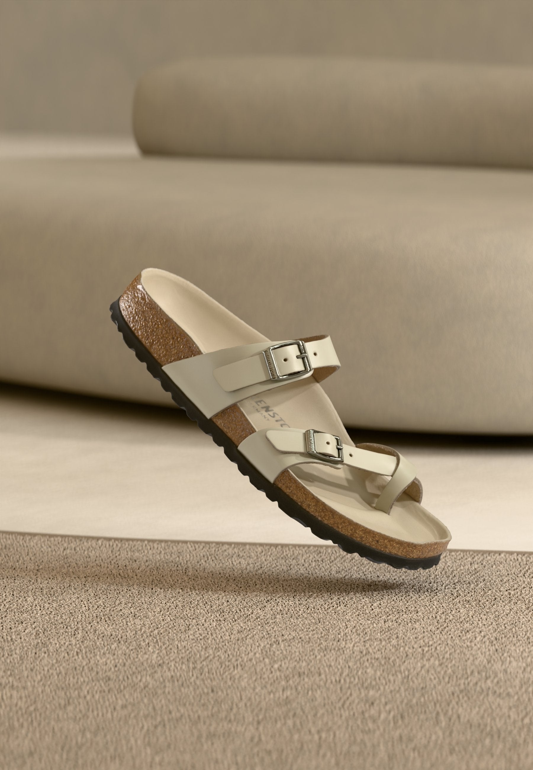 MAYARI LENA AMALFI OYSTER HEXS NARROW - T-bar sandals - oyster