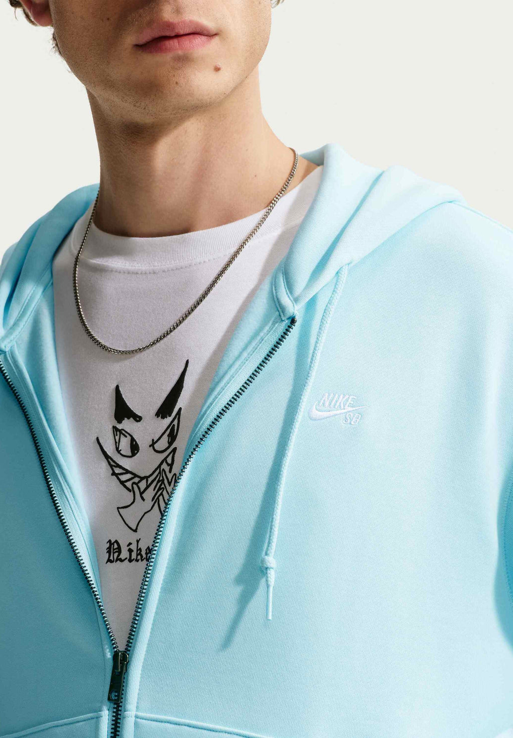 LOGO - Zip-up sweatshirt - glacier blue/white