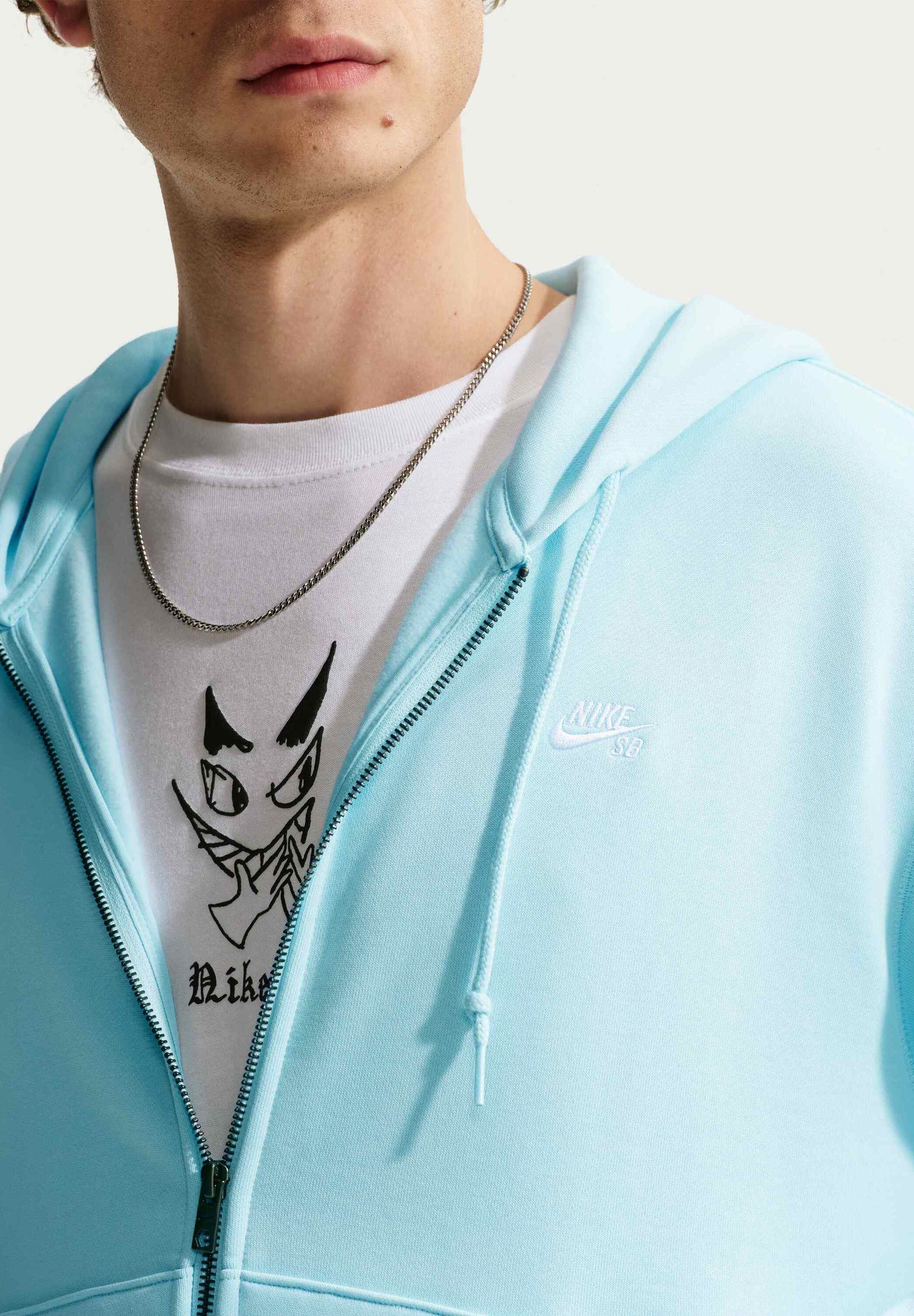 LOGO - Zip-up sweatshirt - glacier blue/white