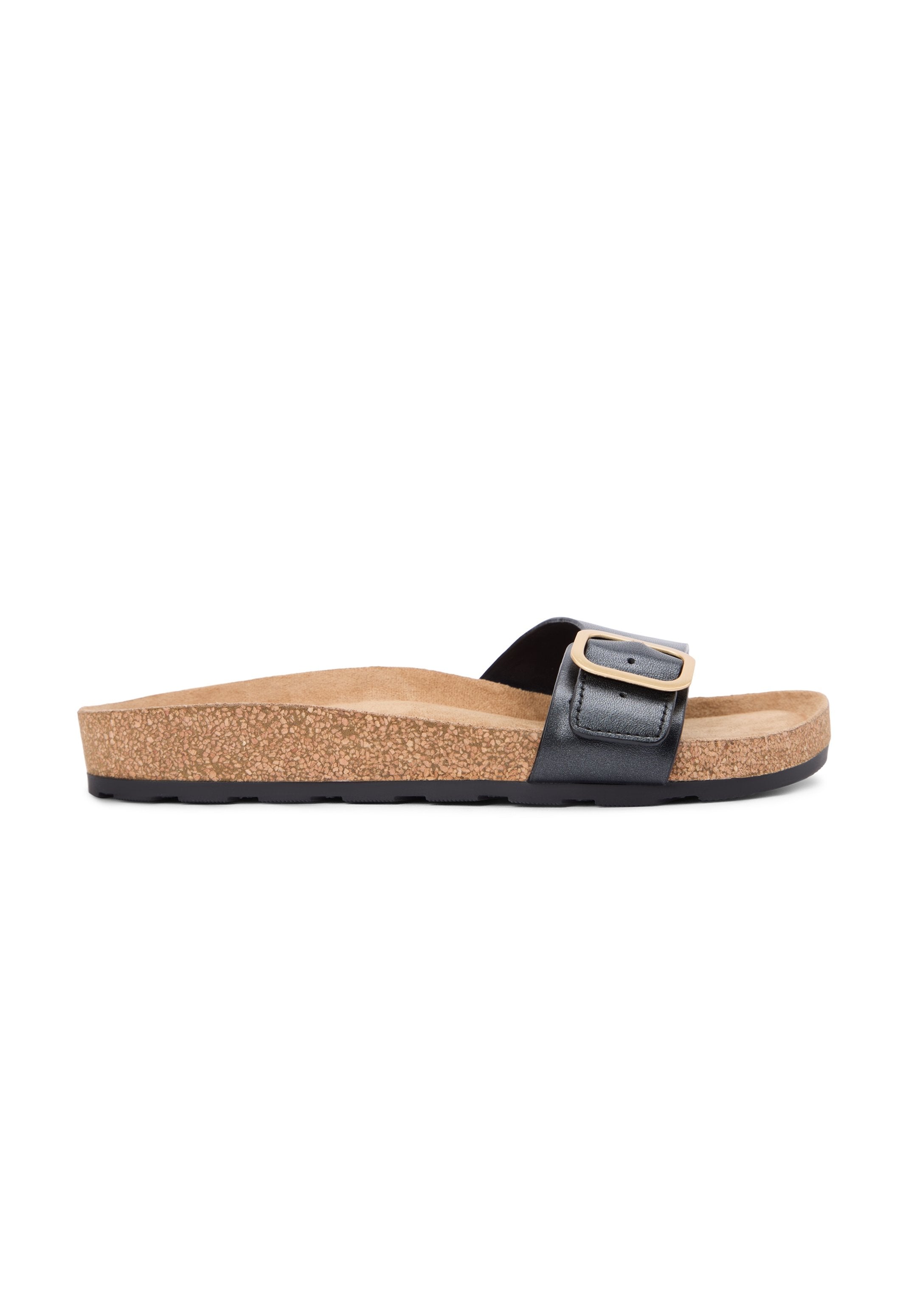 CORK FOOTBED SLIP-ON SANDALS - Pool slides - black