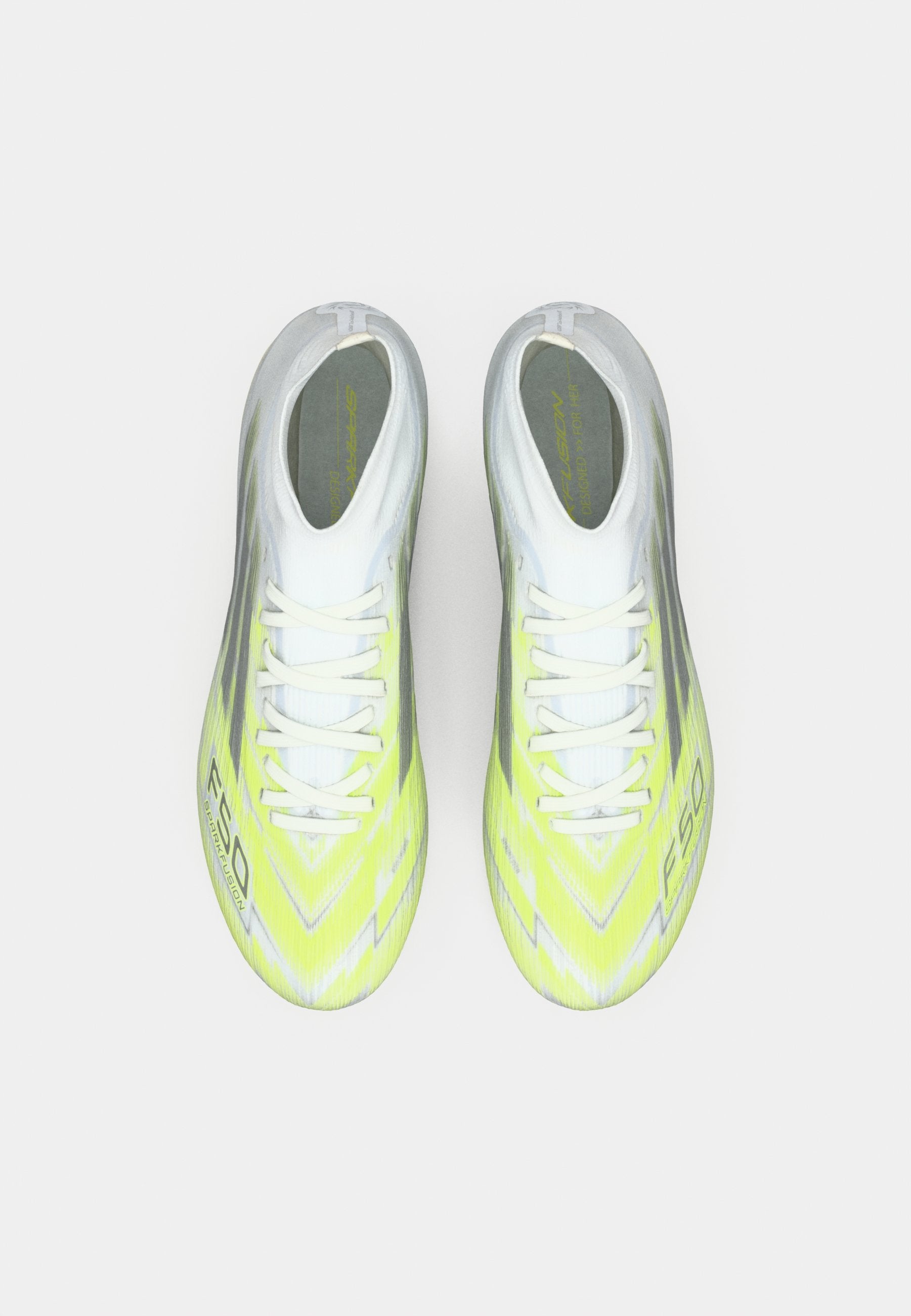 F50 SPARKFUSION PRO MID CUT - Chaussures de football sur terrain synthétique - footwear white/iron metallic/hi res yellow
