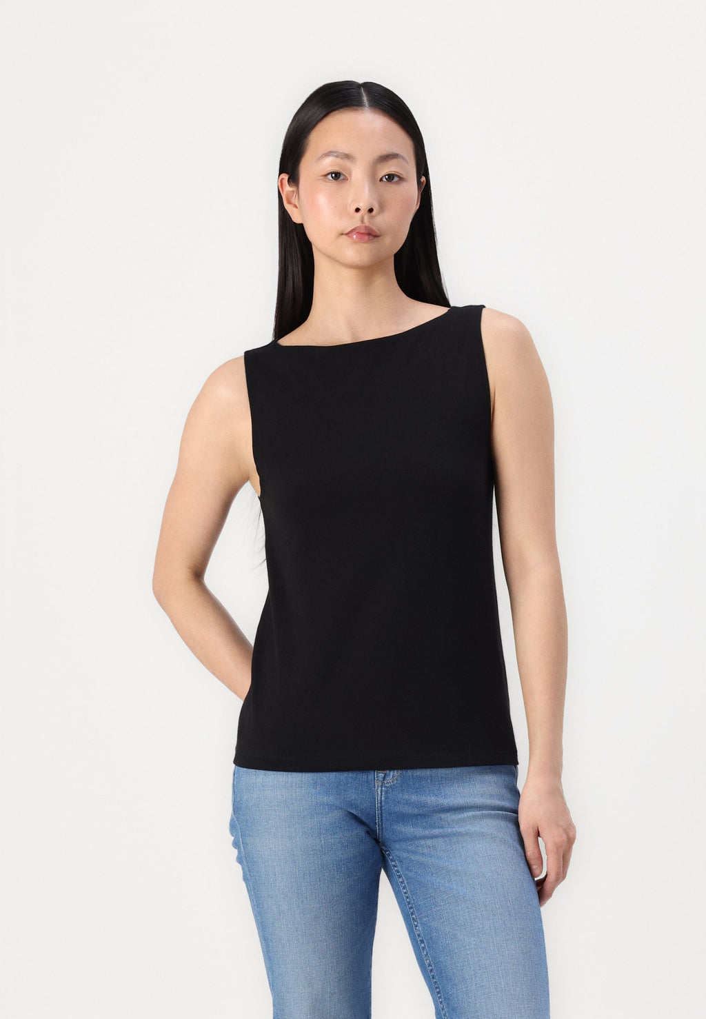 BOAT NECK TANK - Top - true black