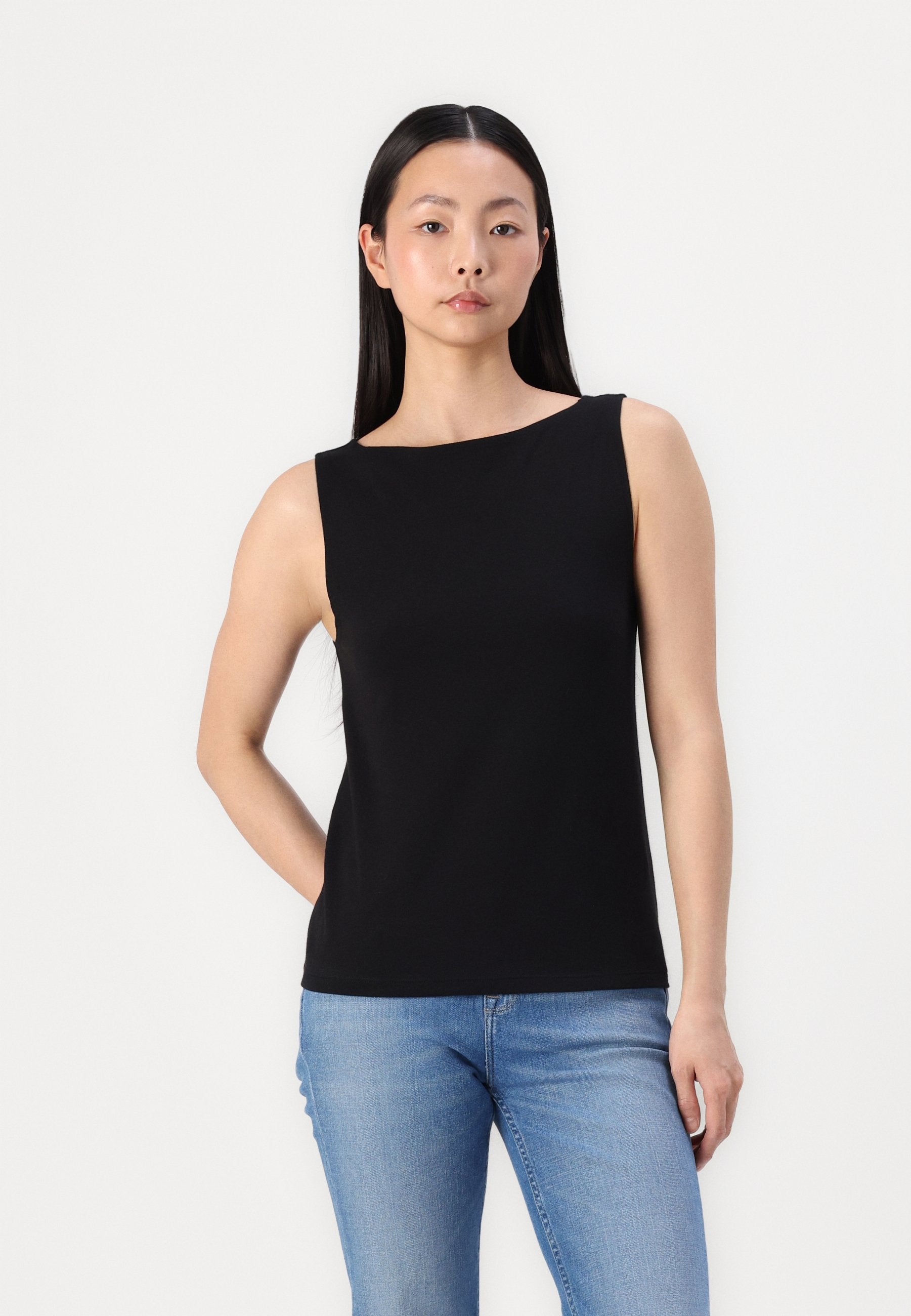 BOAT NECK TANK - Top - true black