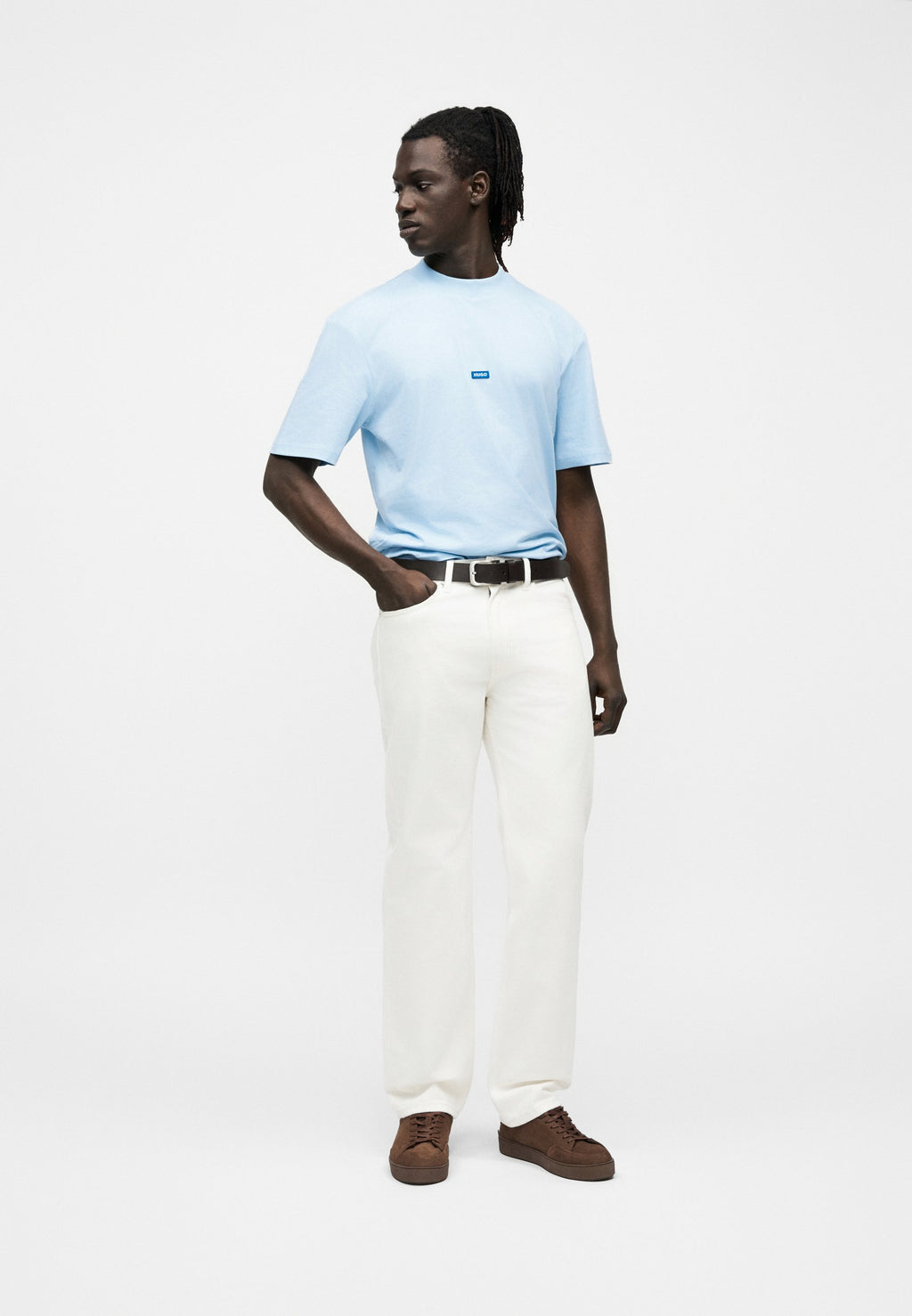 NIEROS - Basic T-shirt - open blue