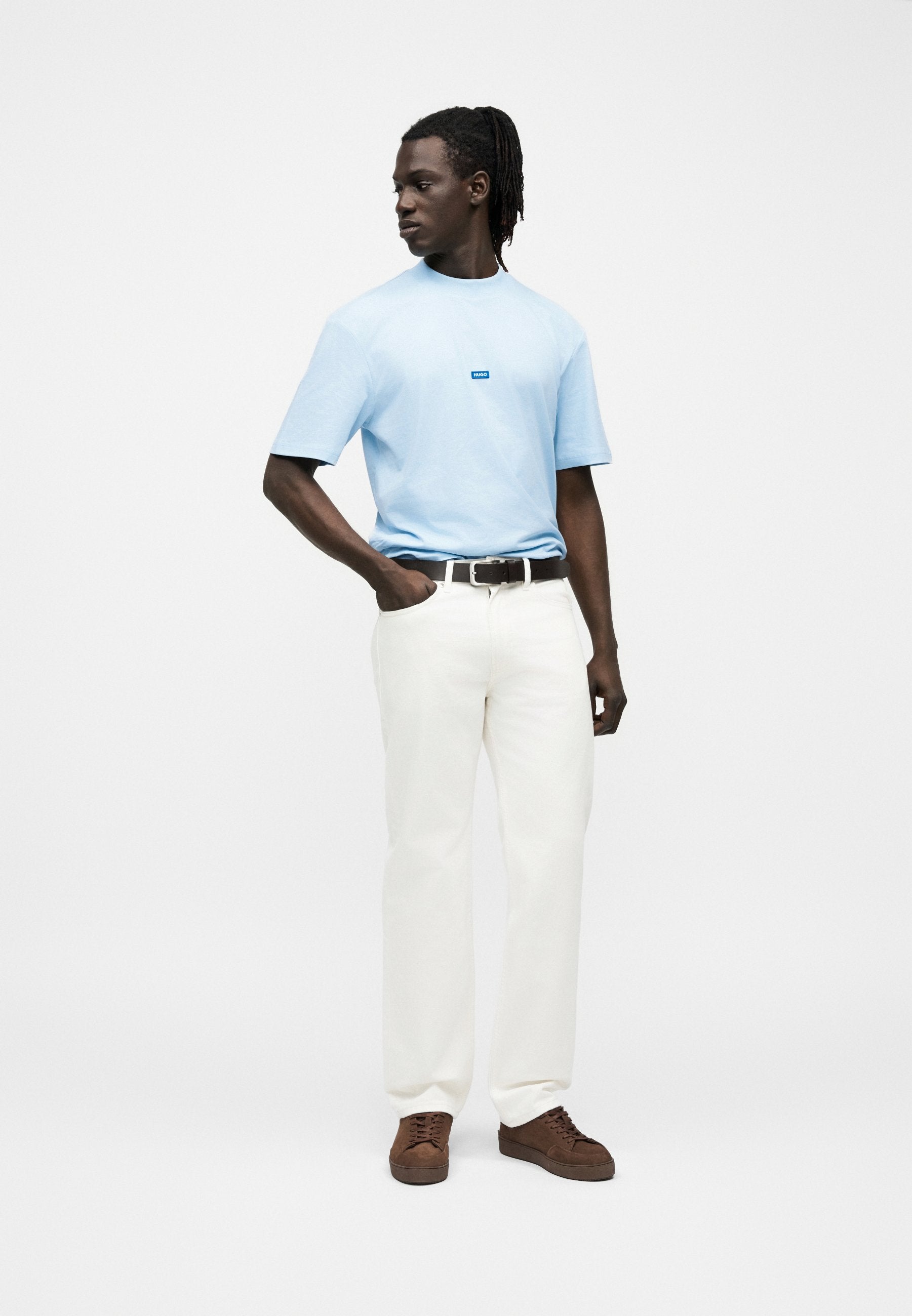 NIEROS - Basic T-shirt - open blue