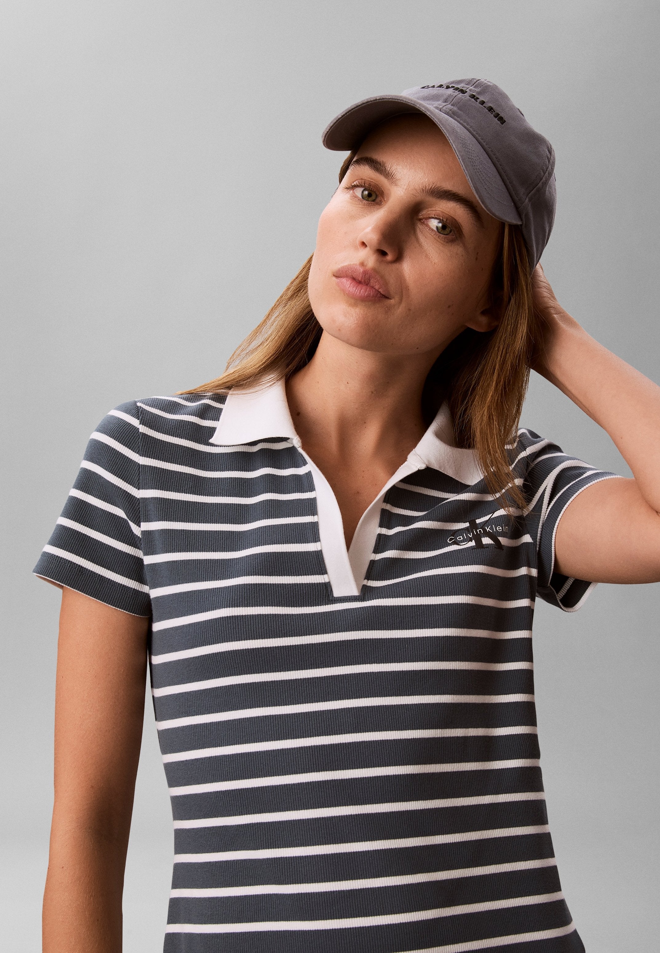 MONOLOGO - Day dress - dark slate high sea stripe