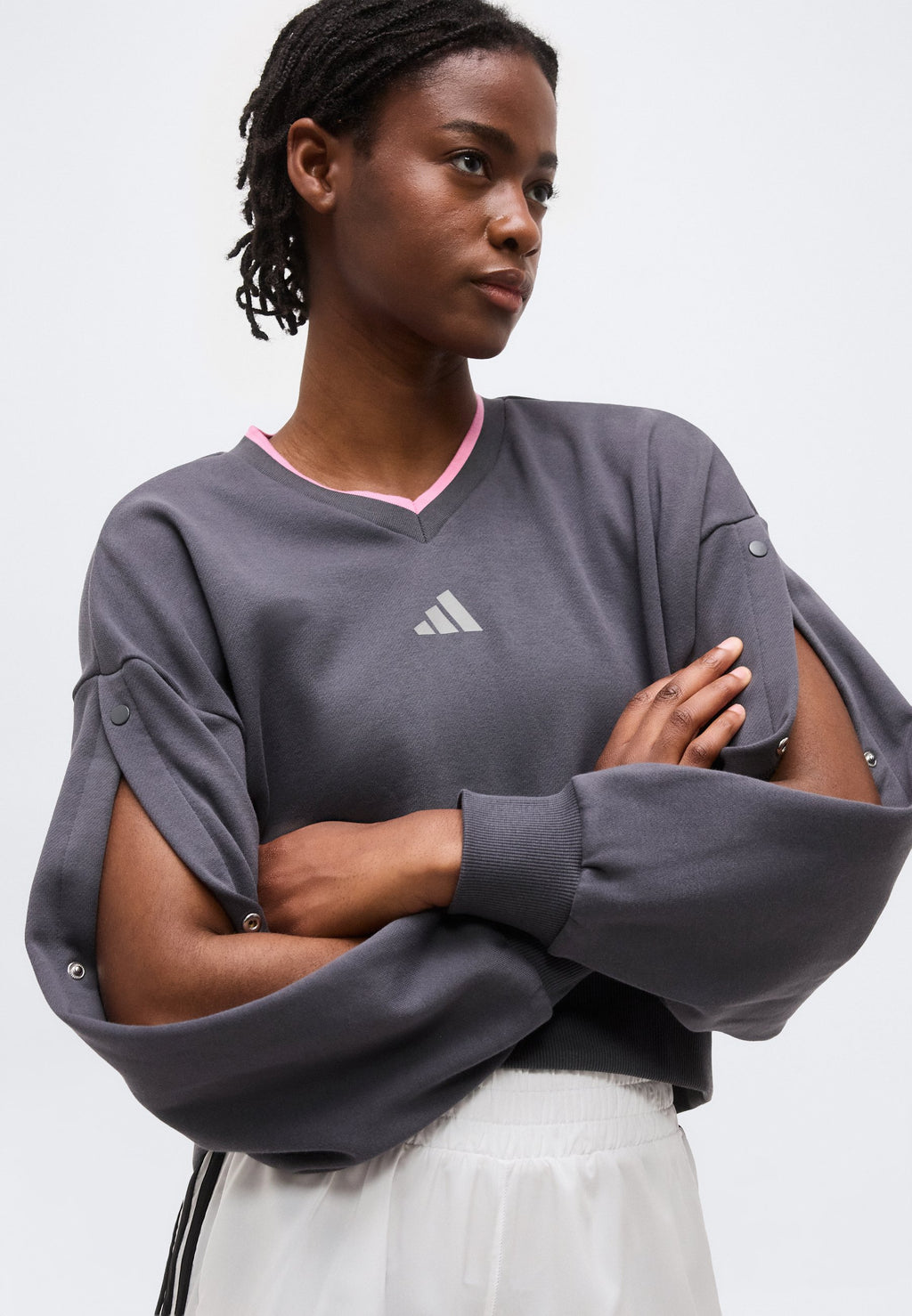 STADIUM CREW - Sweat-shirt - gris six/fleur tropicale/gris chiné