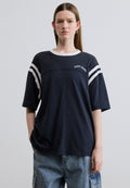 TEE-SHIRT RAS-DU-COU OVERSIZE À LOGO - Tee-shirt imprimé - bleu marine nuit