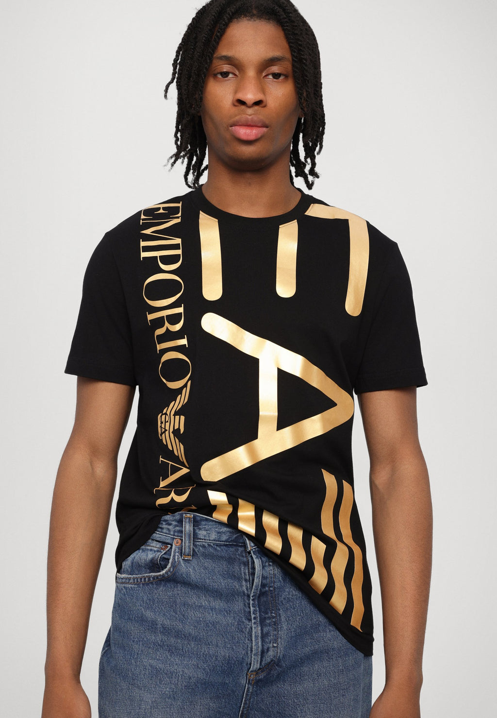 T-SHIRT LOGO SÉRIE TRAIN UNISEXE - T-shirt imprimé - noir or
