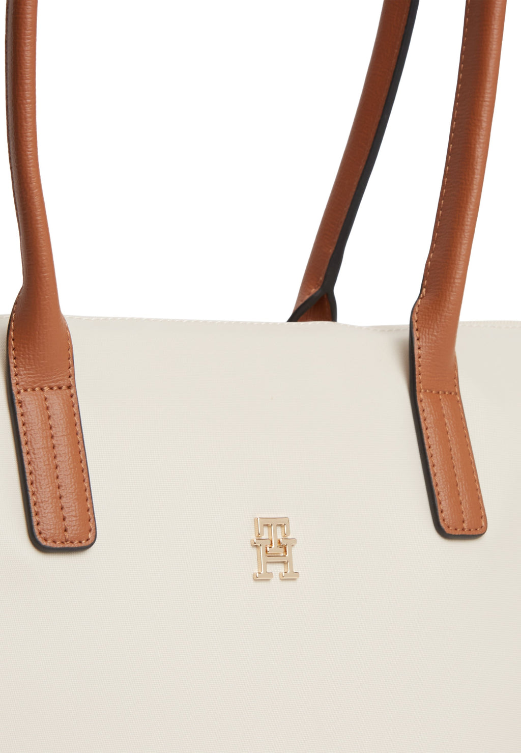 TH MONOGRAM CONTRAST HANDLE TOTE BAG - Tote bag - soft cream