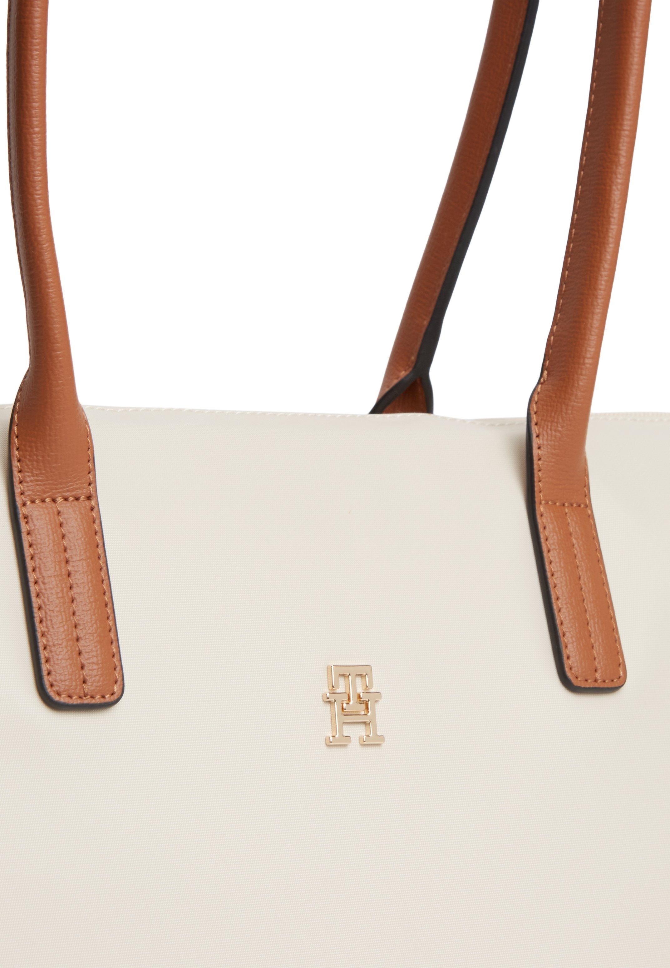 TH MONOGRAM CONTRAST HANDLE TOTE BAG - Tote bag - soft cream