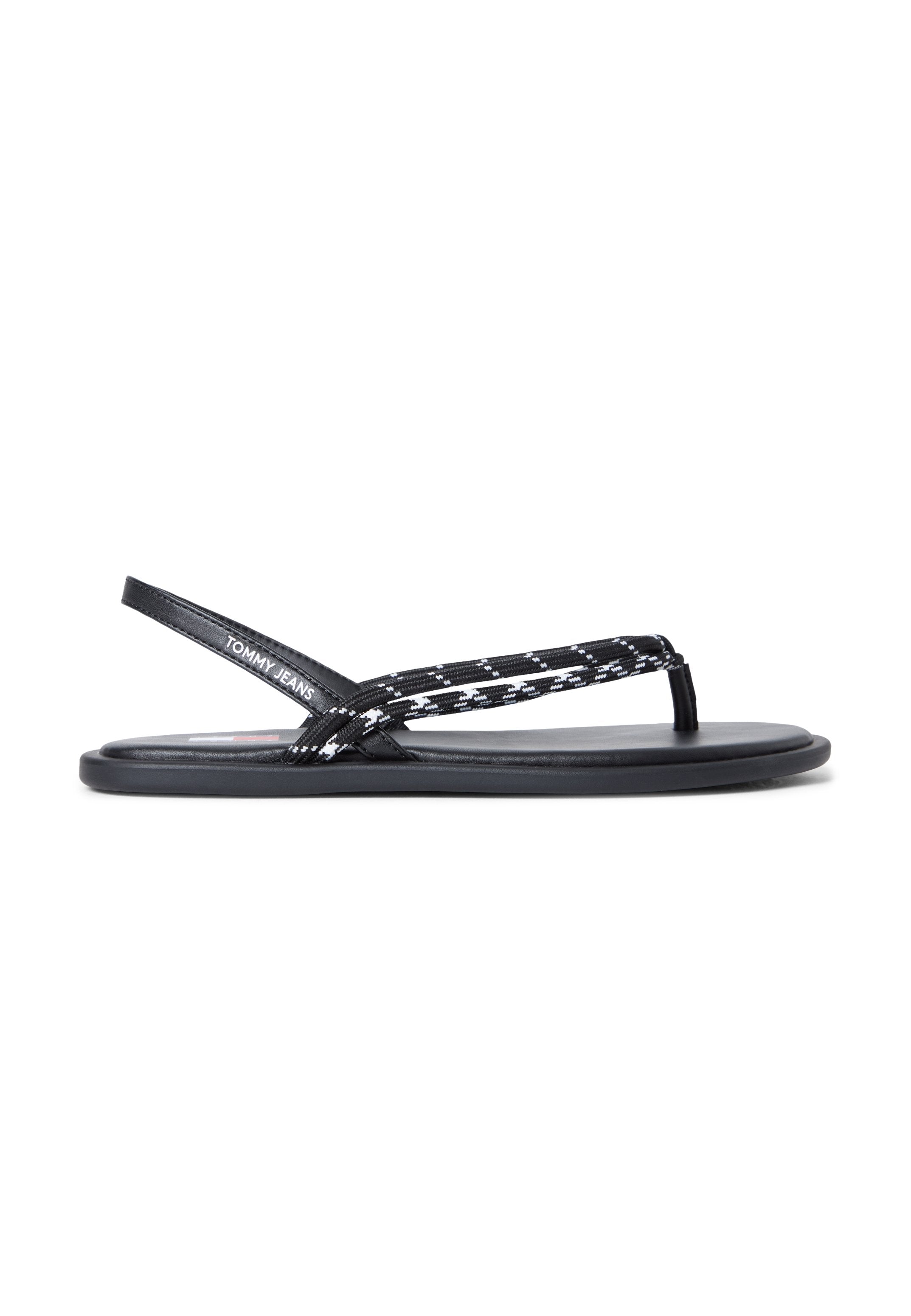 CLAQUETTES AVEC BRIDES EN CORDE ET ARRIÈRE OUVERT - Tongs entre-doigts - noir