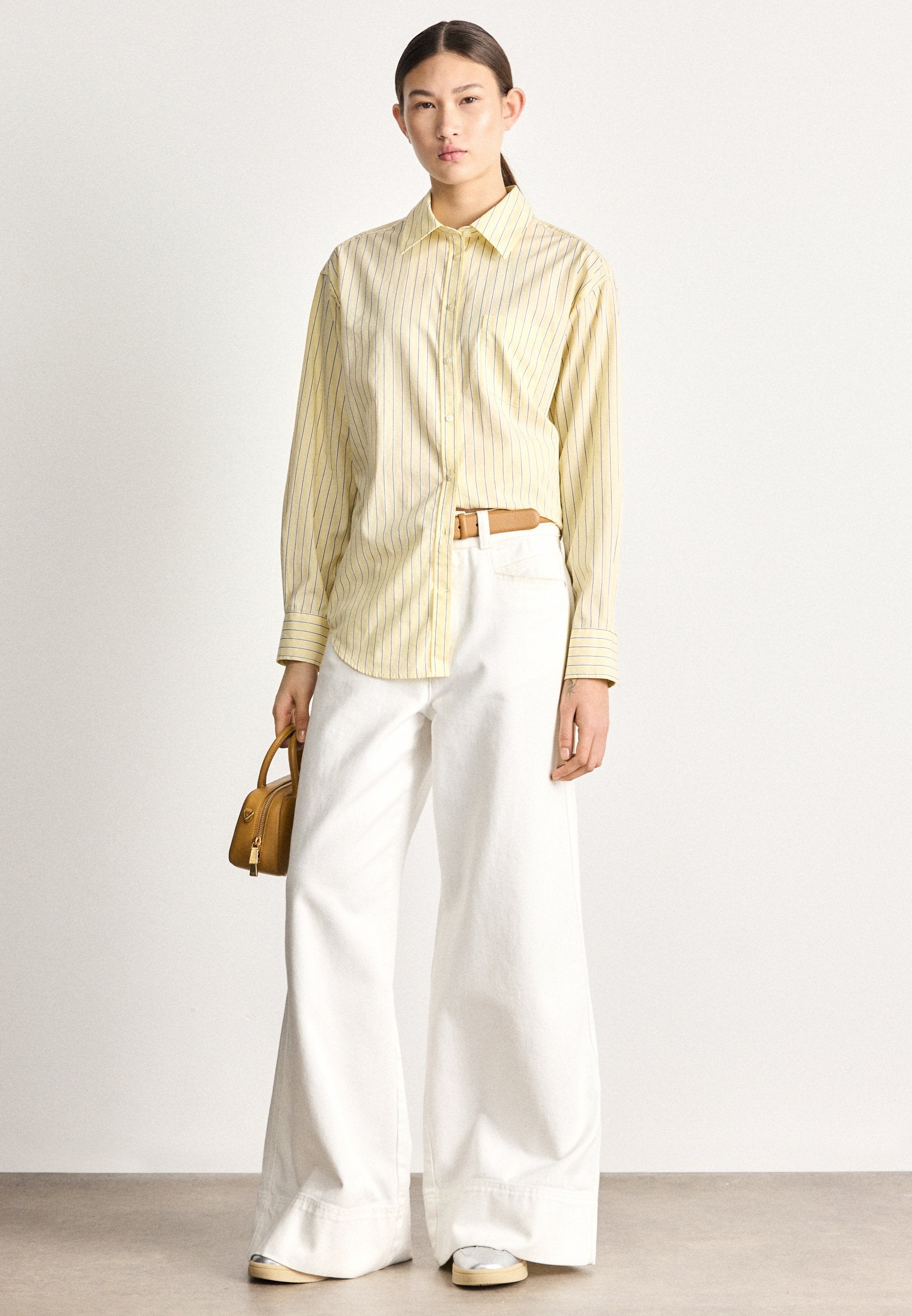 CLASSIC STRIPE SHIRT - Button-down blouse - vanilla yellow