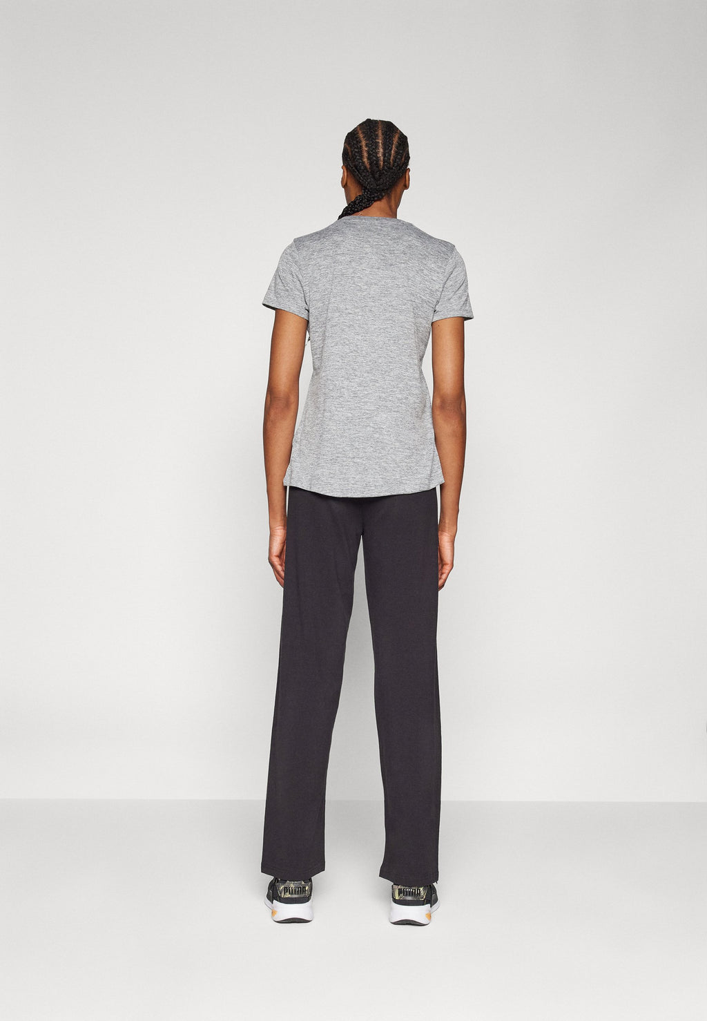 SMALL LOGO HIGH WAIST STRAIGHT LEGGINGS - Tracksuit bottoms - black