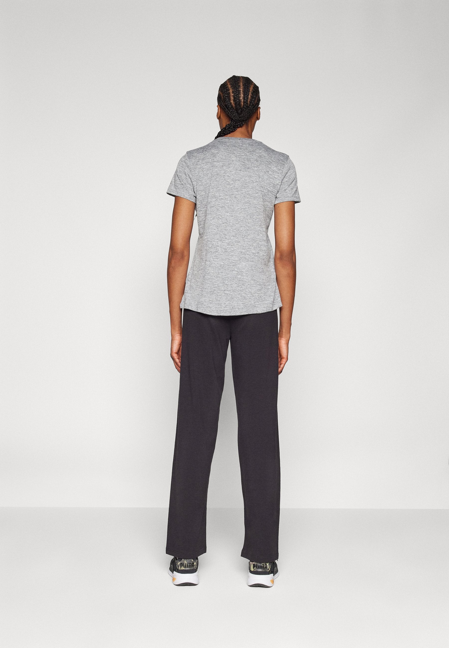 SMALL LOGO HIGH WAIST STRAIGHT LEGGINGS - Tracksuit bottoms - black