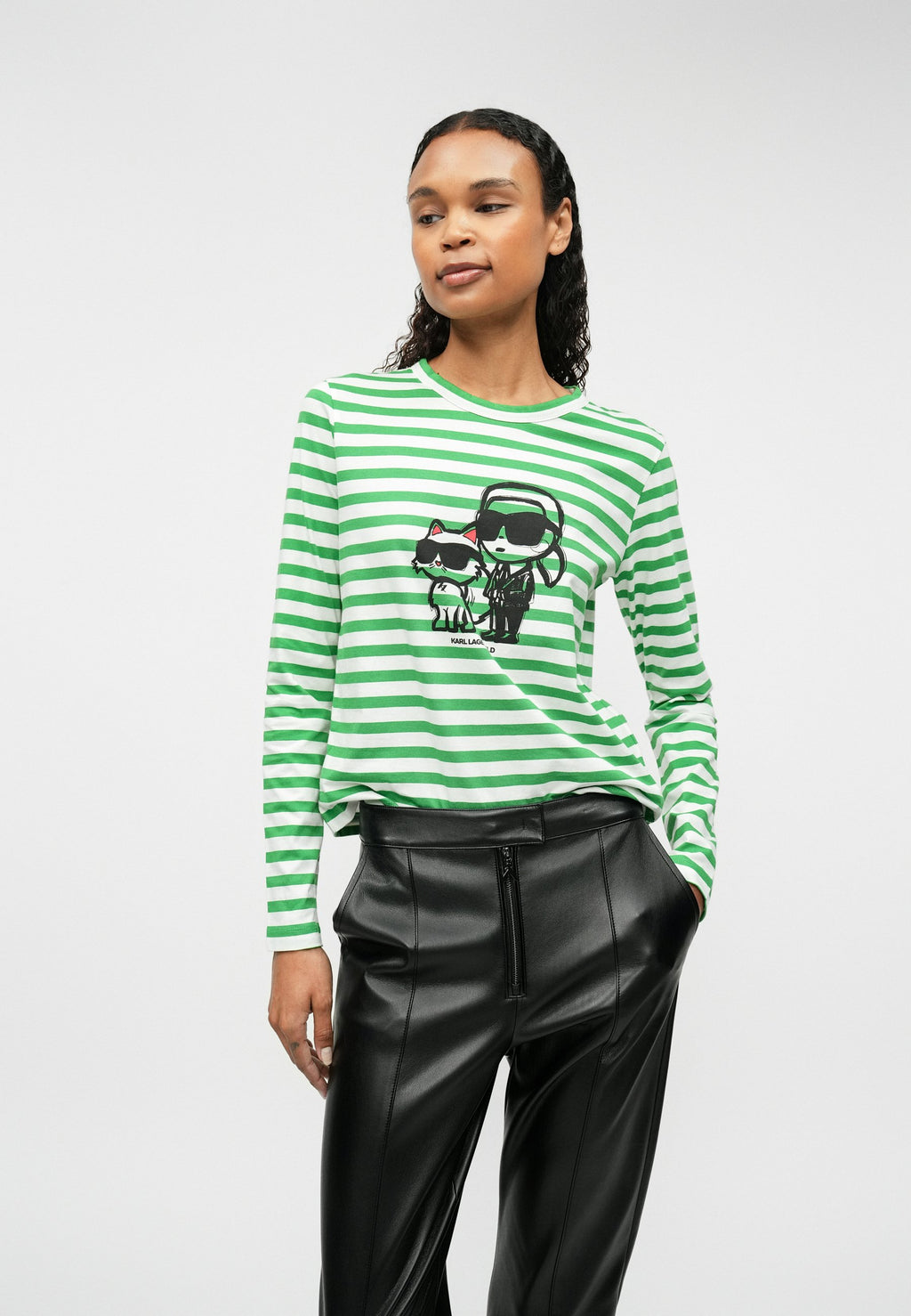 IKON STRIPE LONG-SLEEVED - Haut à manches longues - cannoli cream/fern green