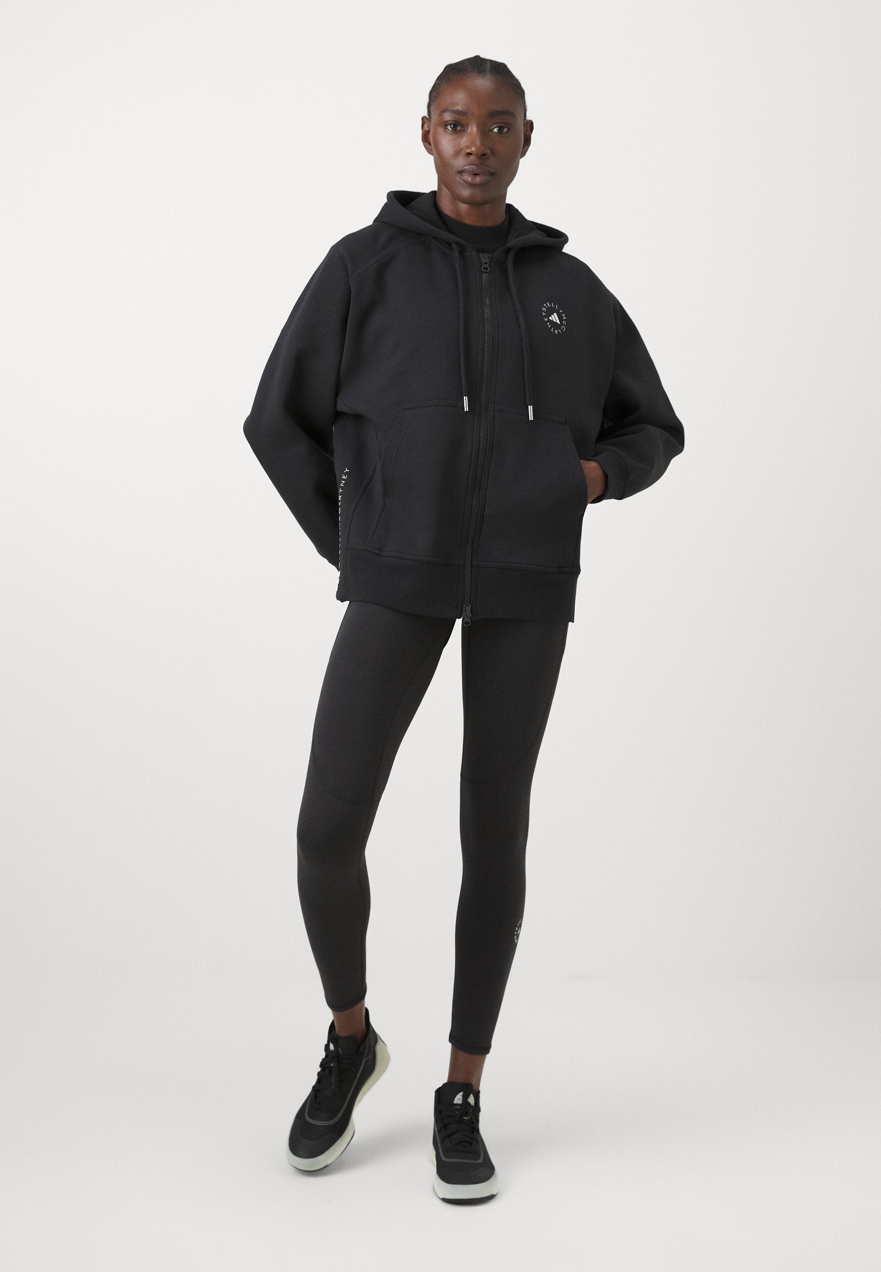 HOODIE - Zip-up sweatshirt - black/white