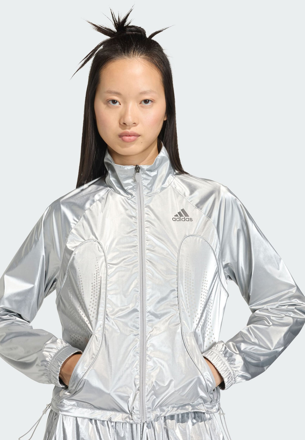 TRACKTOP - Faux leather jacket - silver met