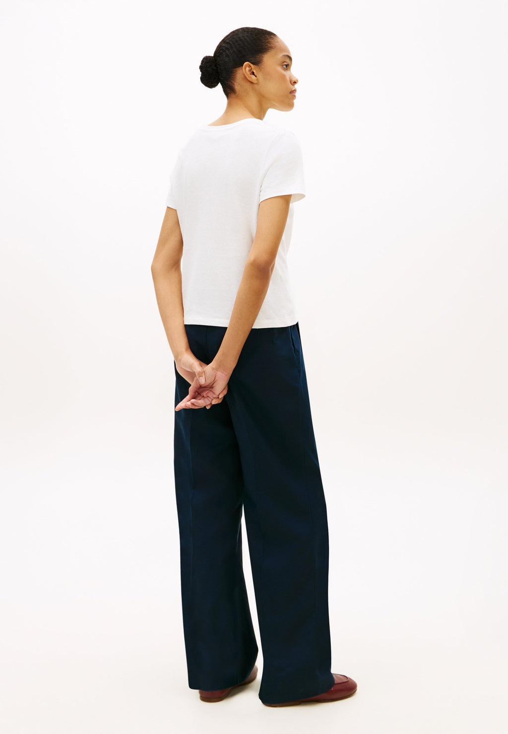 LINEN BLEND V-NECK T-SHIRT - Basic T-shirt - ecru
