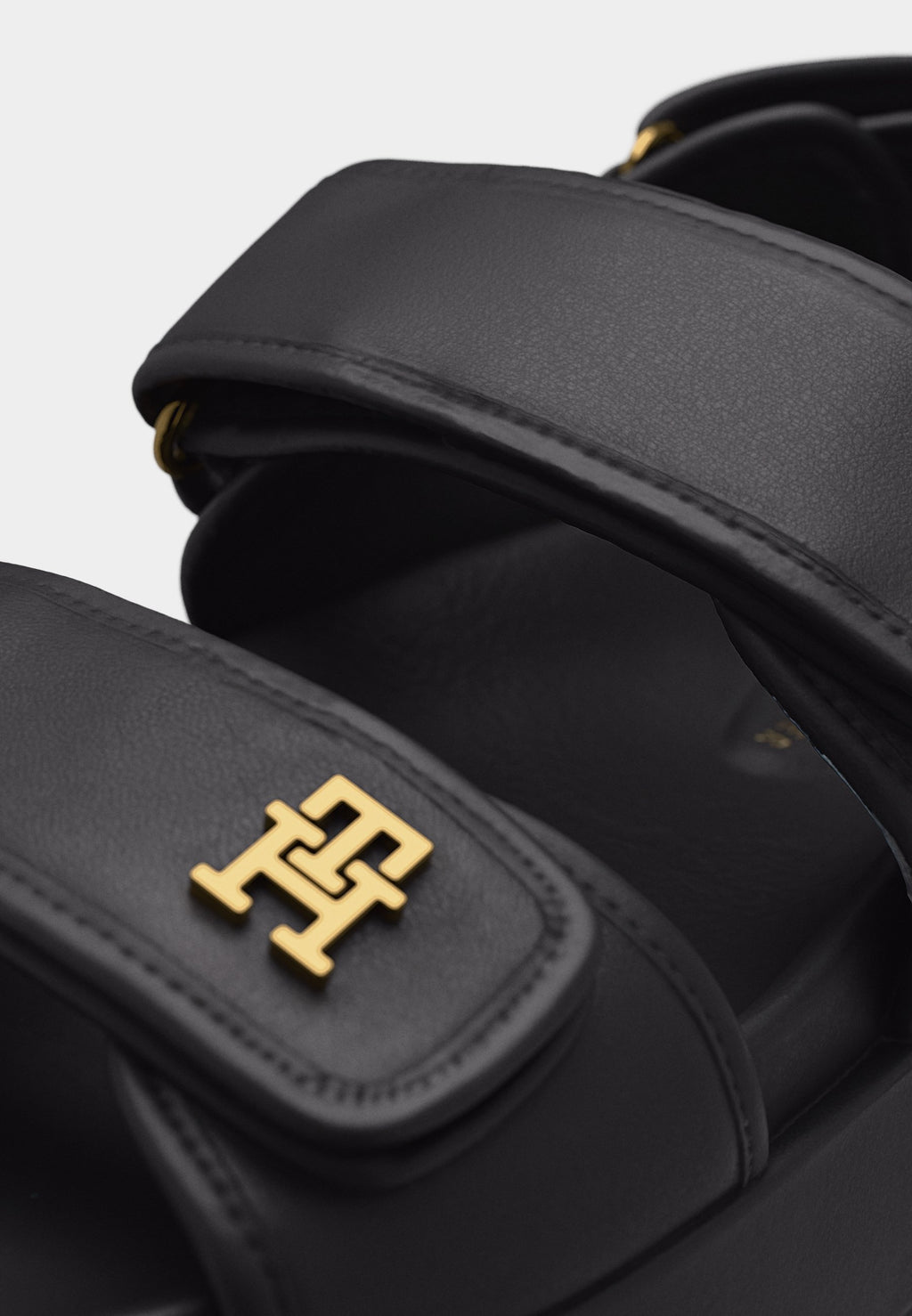 LEATHER TH MONOGRAM PLATFORM SANDALS - Platform sandals - black