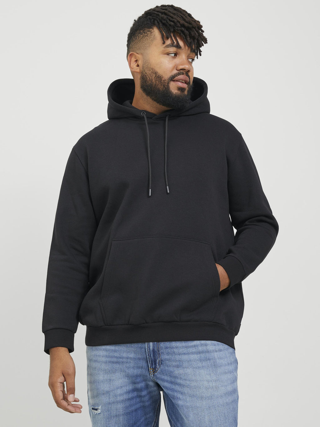 Plus Size Plain - Hoodie - black