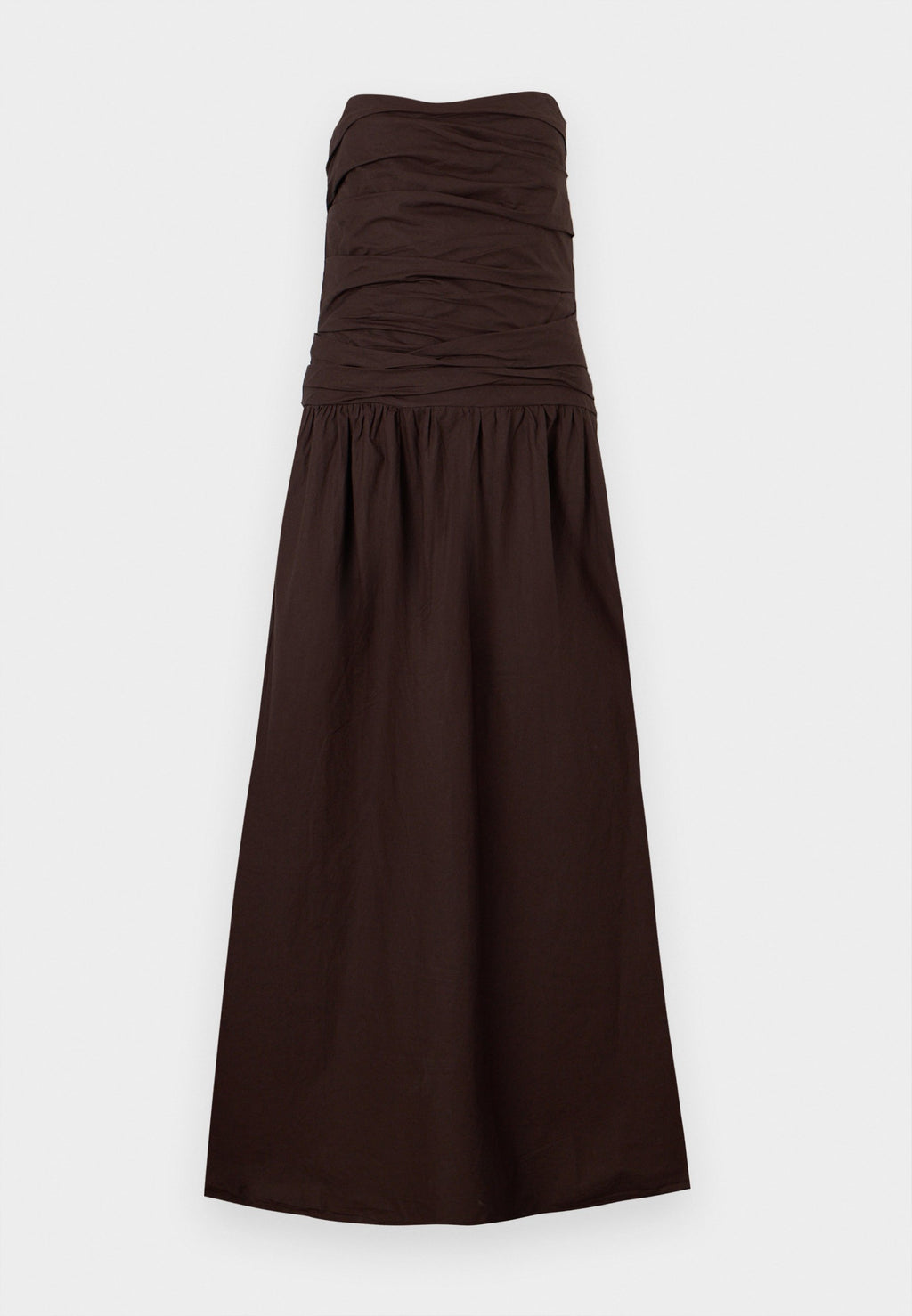 STRAPLESS DRAPED BODICE MAXI DRESS - Maxi dress - terra brown
