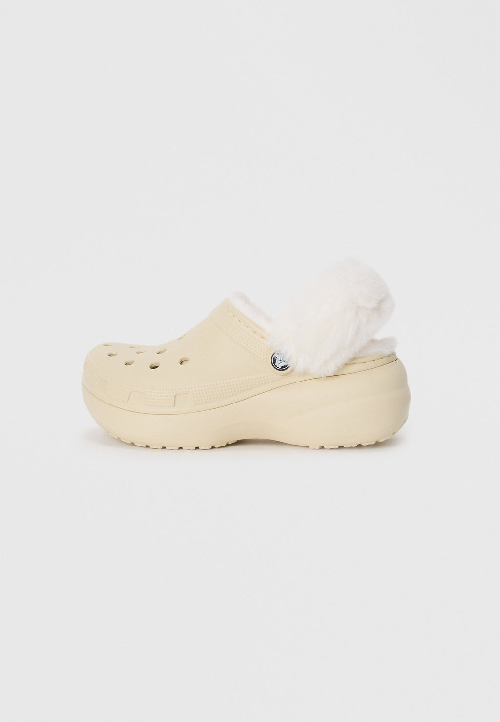 PLATFM LINED FUZZ STRAP  - Clogs - bone