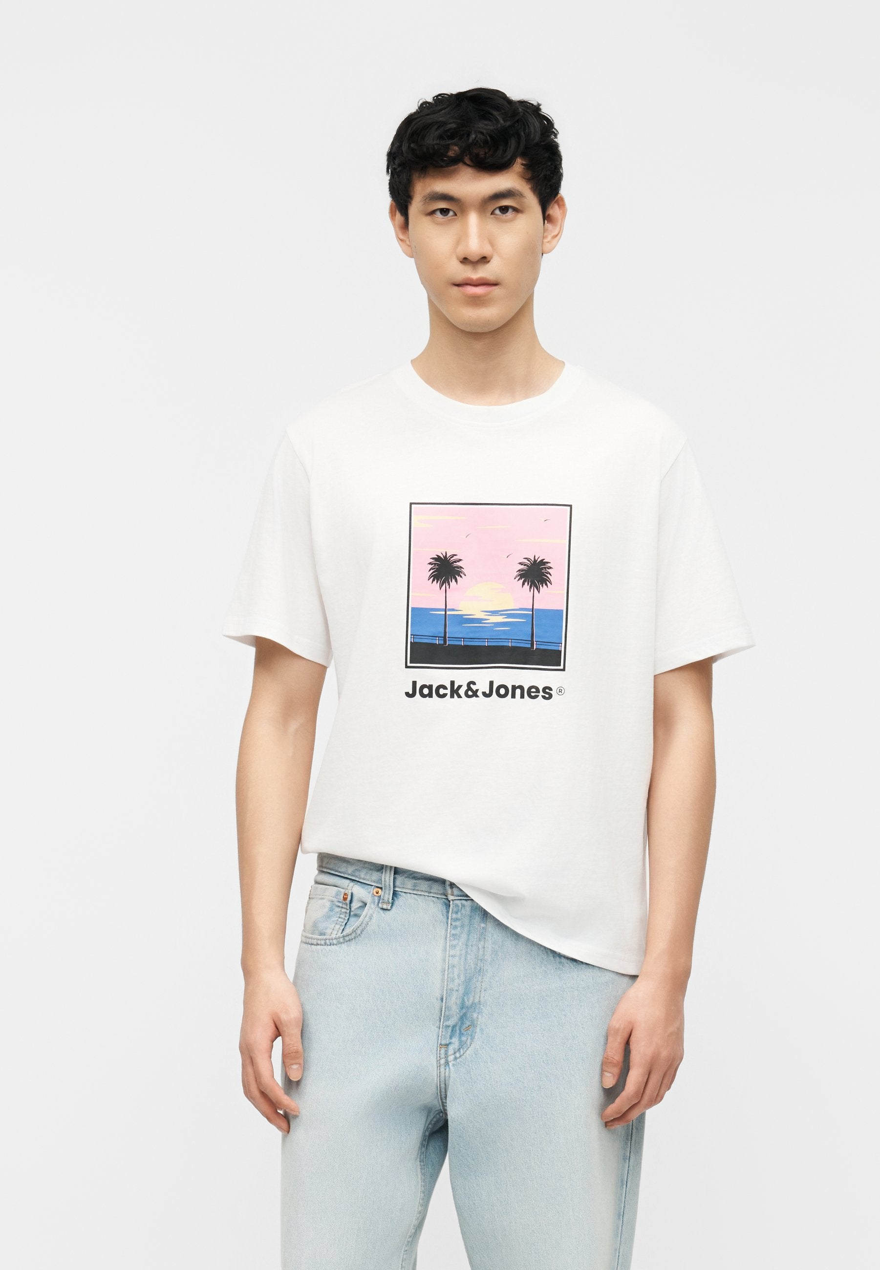 JJPERRY CREW NECK 5 PACK - Print T-shirt - atlantic deep/bright white/celestial blue/navy blazer/vetiver